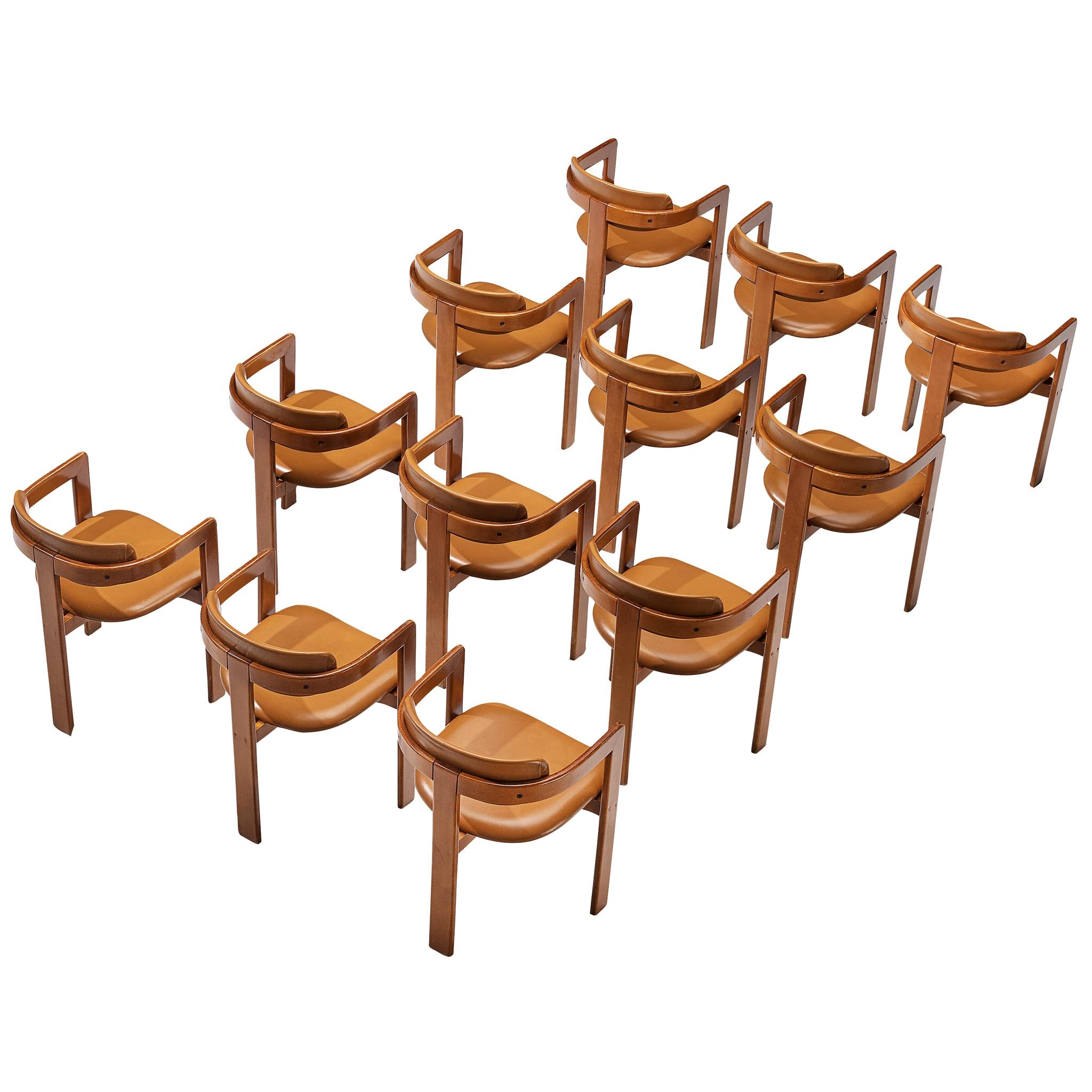Set of Italian Armchairs with Architectural Bentwood Frames
