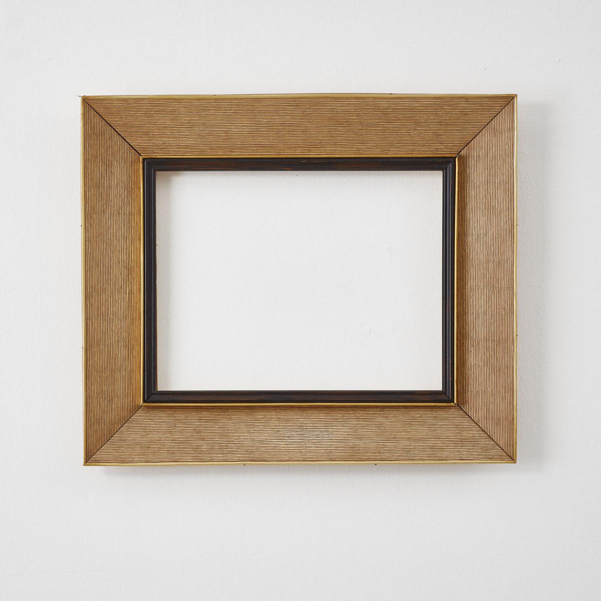 Wood Set of Italian Art Deco black & gold picture frames, 1930s For Sale