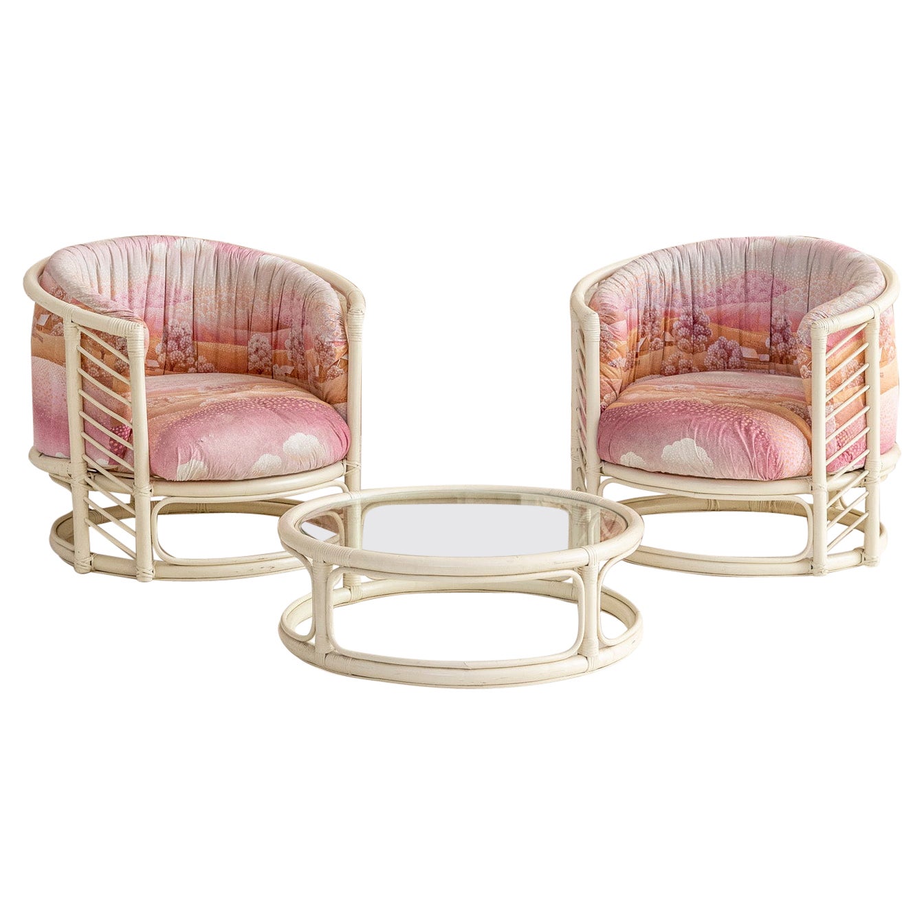 Set aus italienischen Bambusstühlen und -tisch