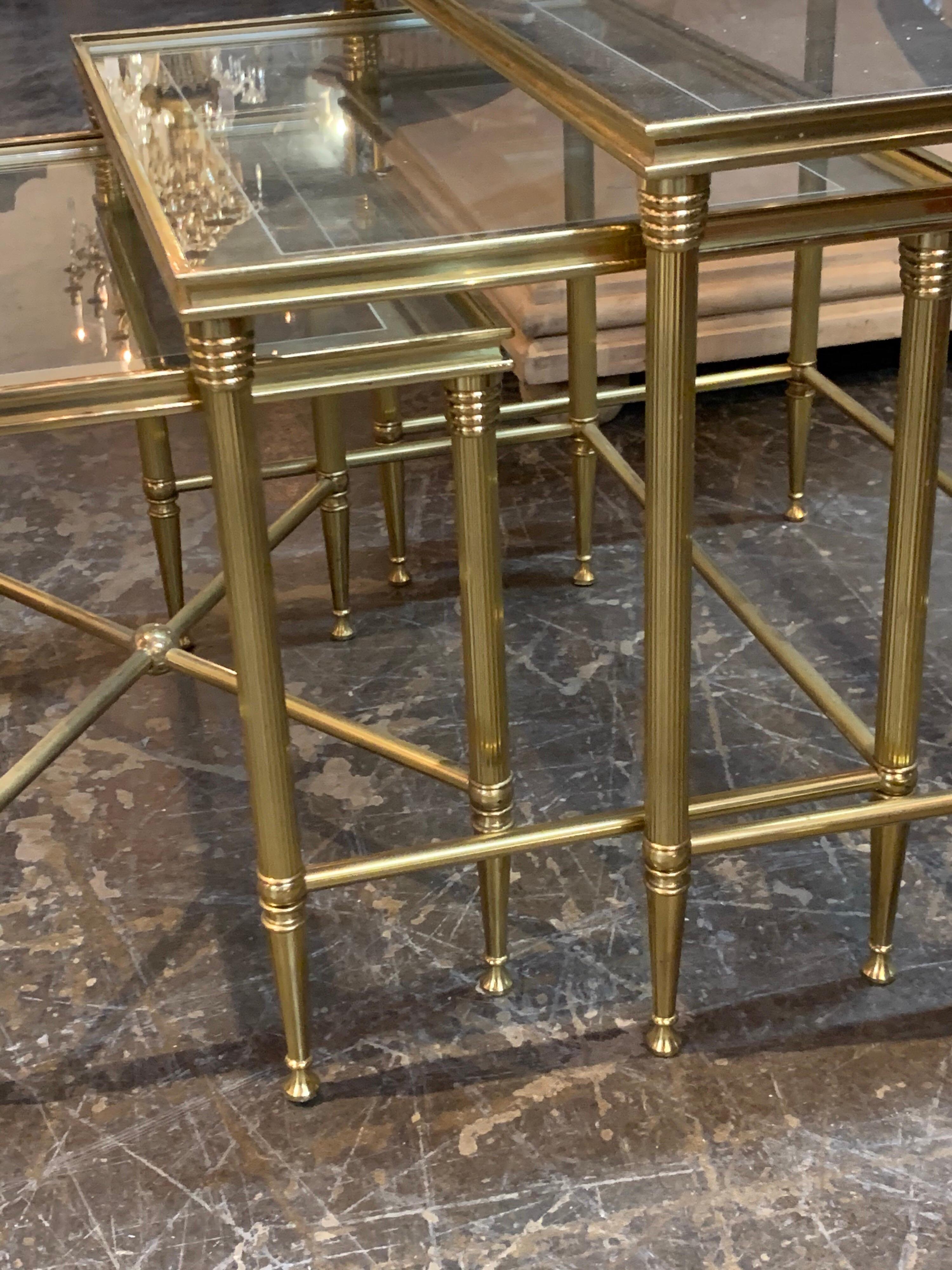 Mid-Century Modern Set of Italian Brass Midcentury Nesting Tables