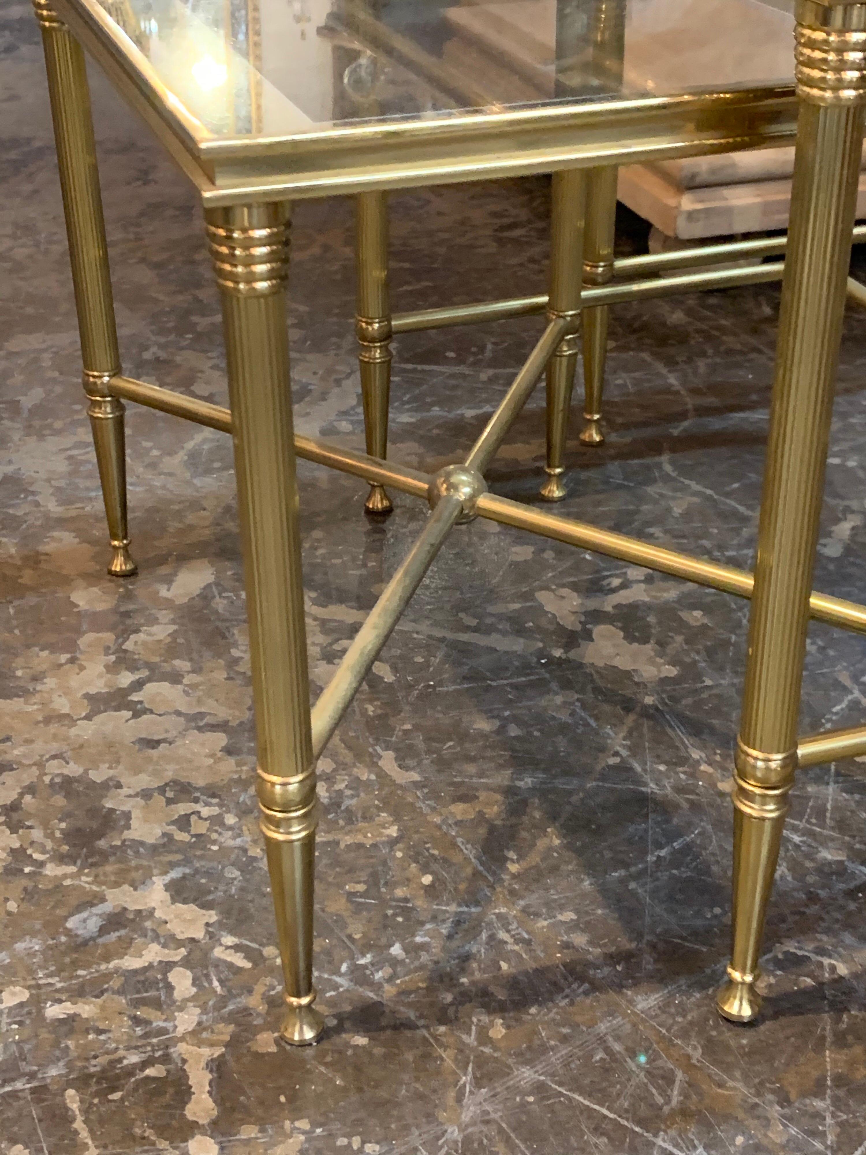 Set of Italian Brass Midcentury Nesting Tables In Good Condition In Dallas, TX