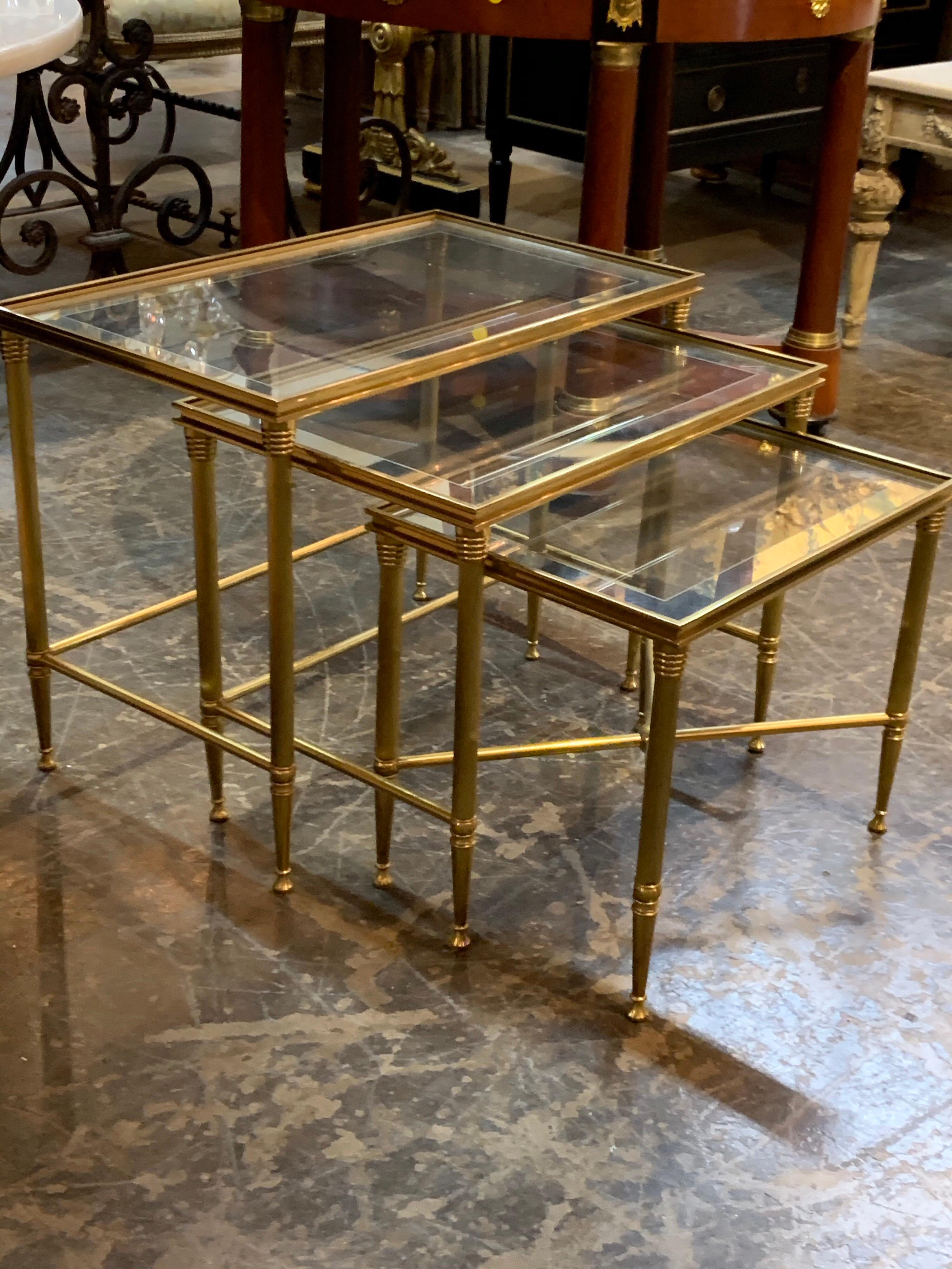 Set of Italian Brass Midcentury Nesting Tables 1