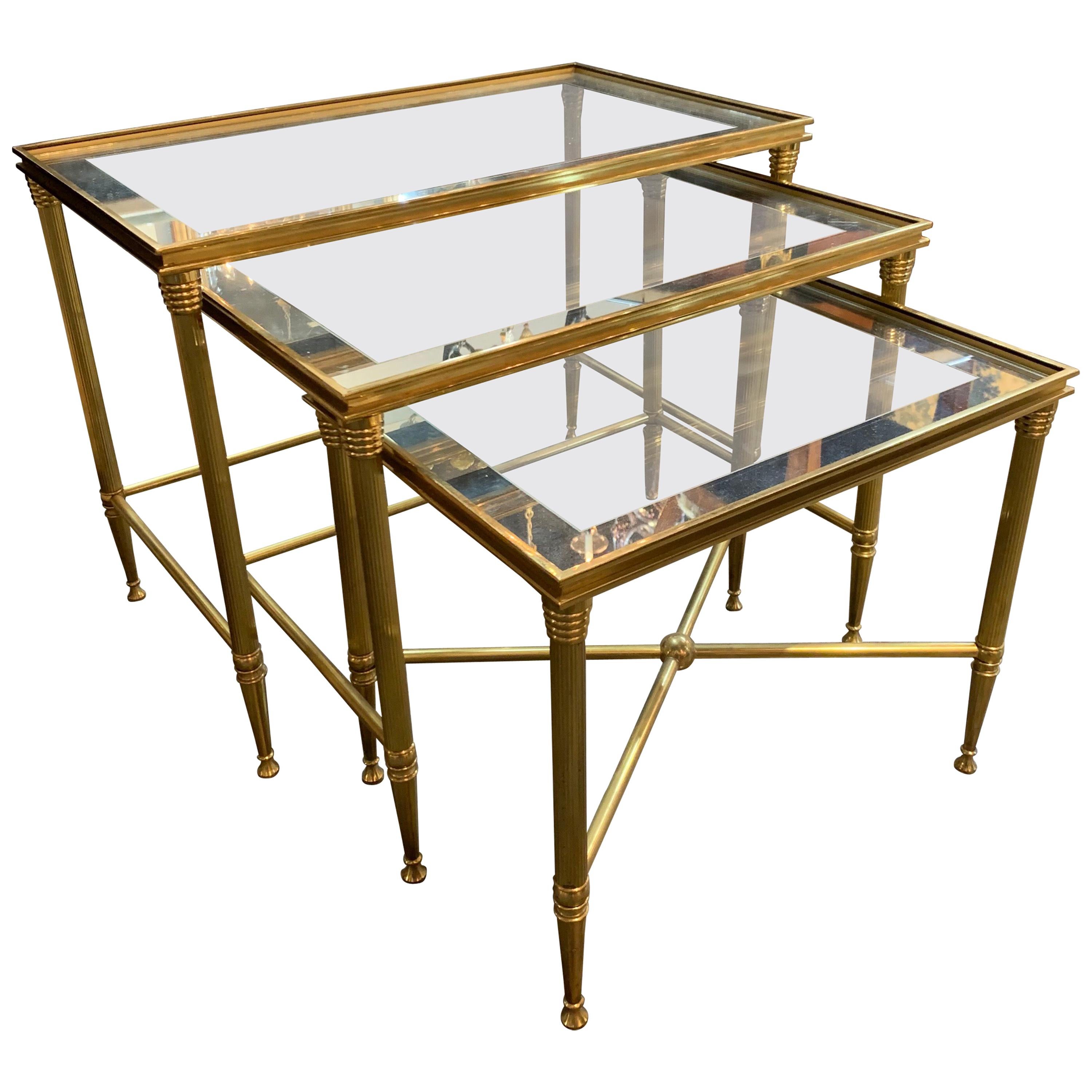 Set of Italian Brass Midcentury Nesting Tables