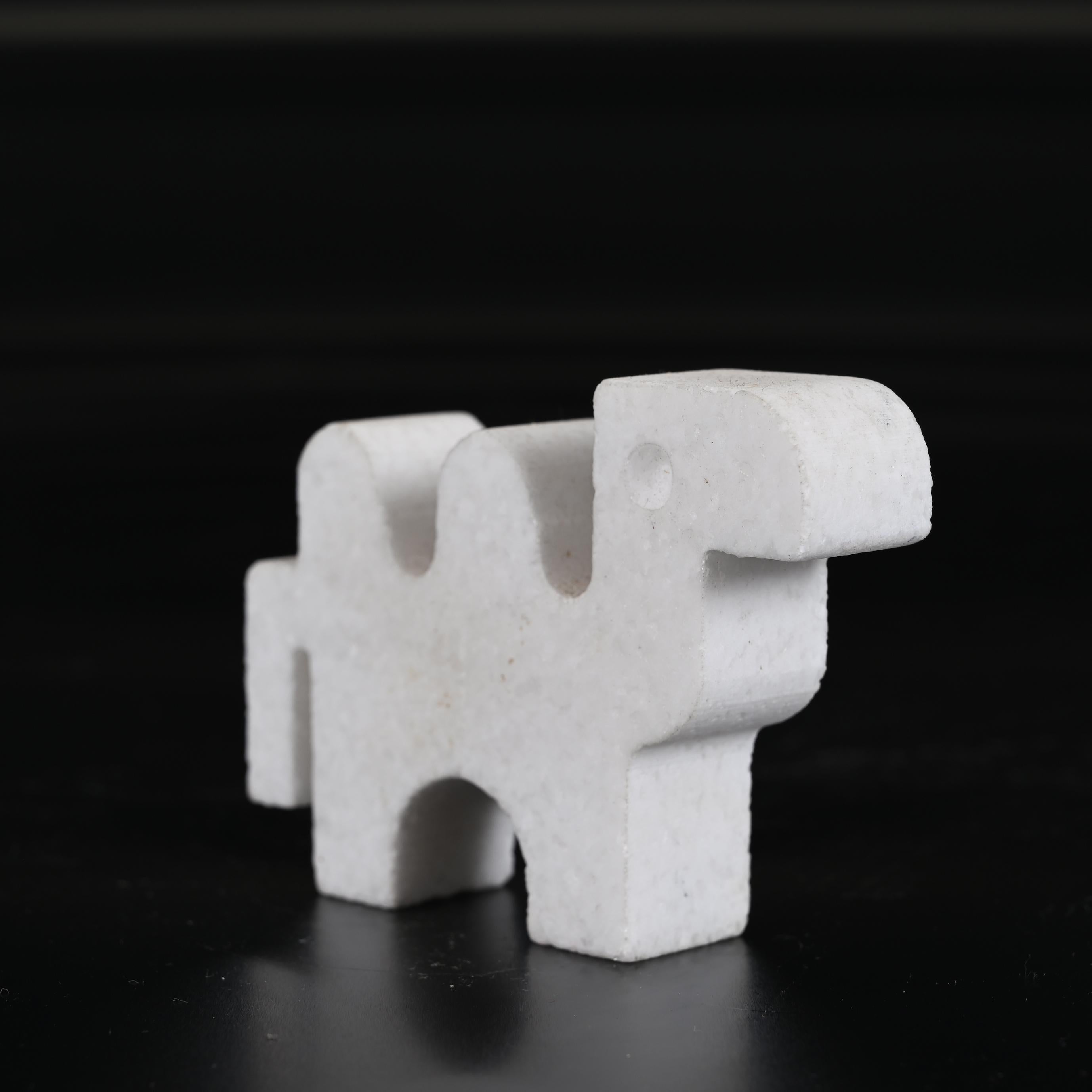 Set of Fratelli Mannelli Italian White Carrara Marble Animals Sculptures, 1970s For Sale 7
