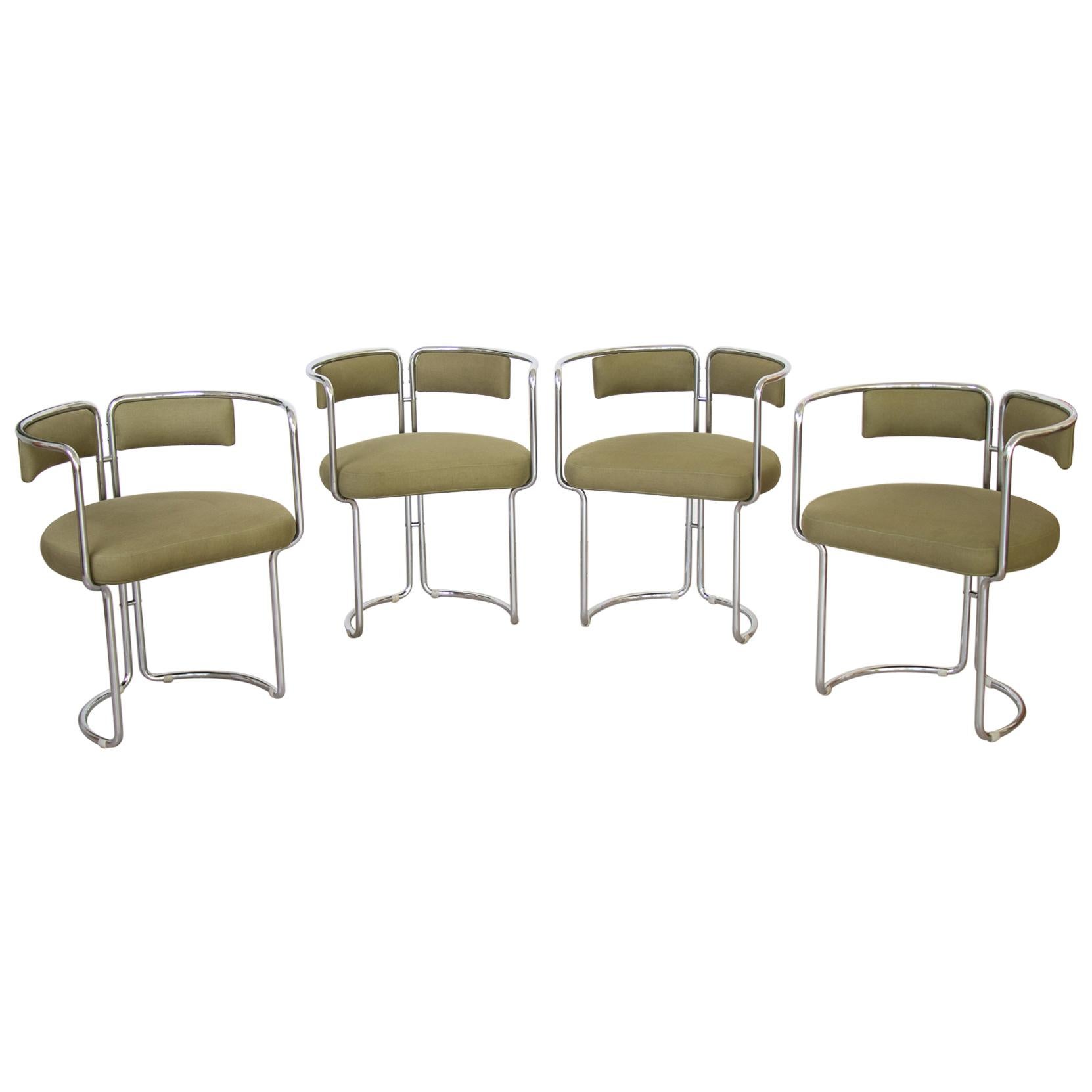 Set of Italian Chrome Dining Chairs