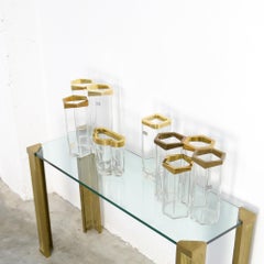 Set of Italian Crystal and Brass Vases
