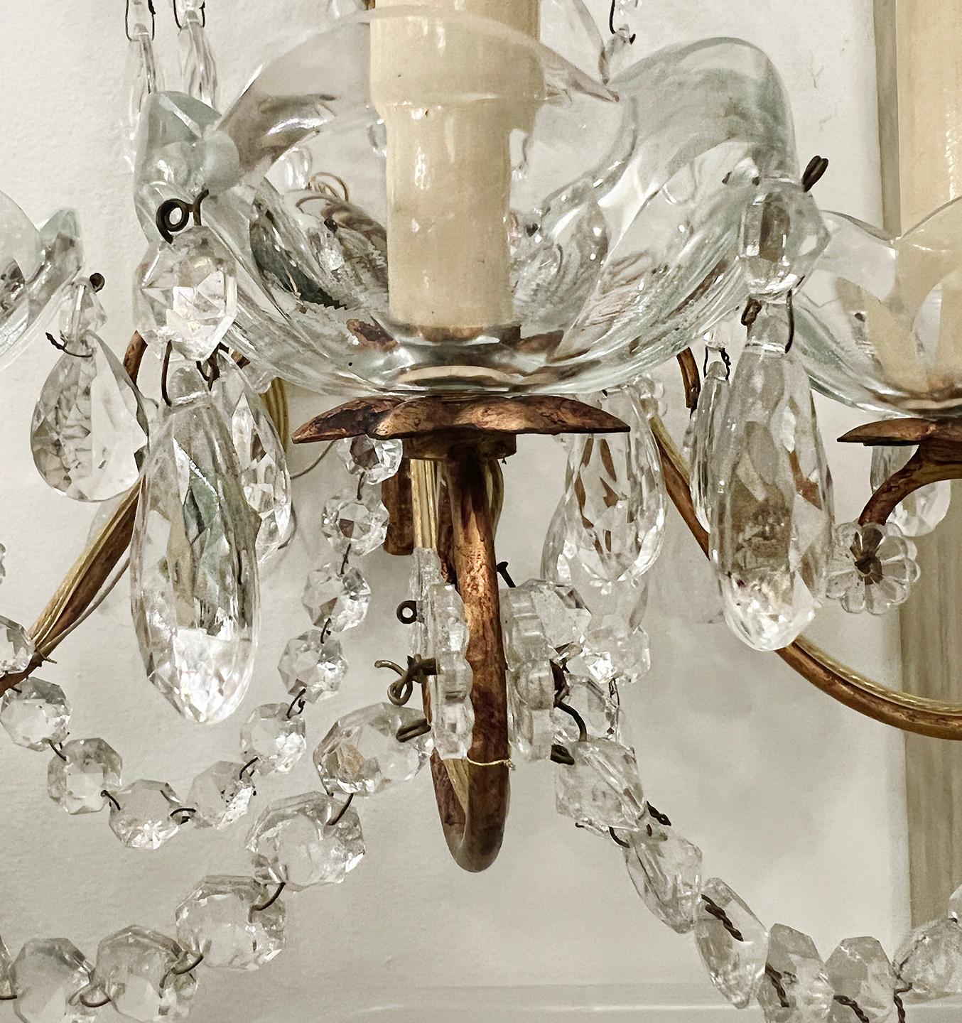 Mid-20th Century Set of 8 Italian Crystal Sconces, Sold Per Pair For Sale