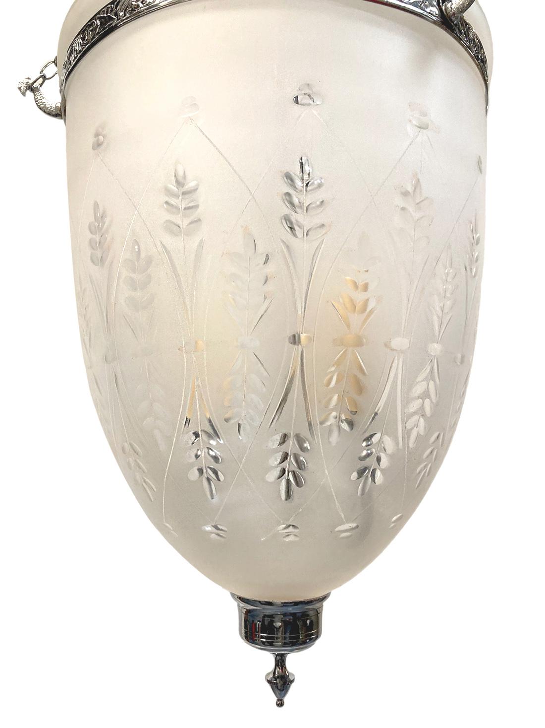 Set of Italian Etched and Frosted Glass Lanterns, Sold Individually In Good Condition For Sale In New York, NY