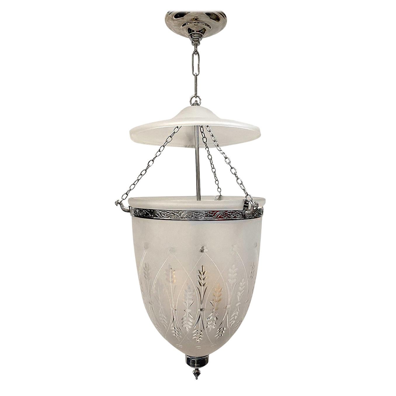 Set of Italian Etched and Frosted Glass Lanterns, Sold Individually