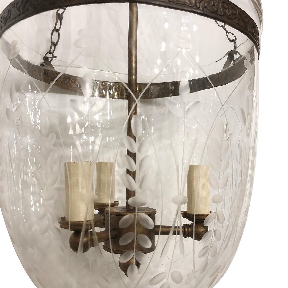 Set of Italian Etched Glass Lanterns, Sold Individually In Good Condition For Sale In New York, NY