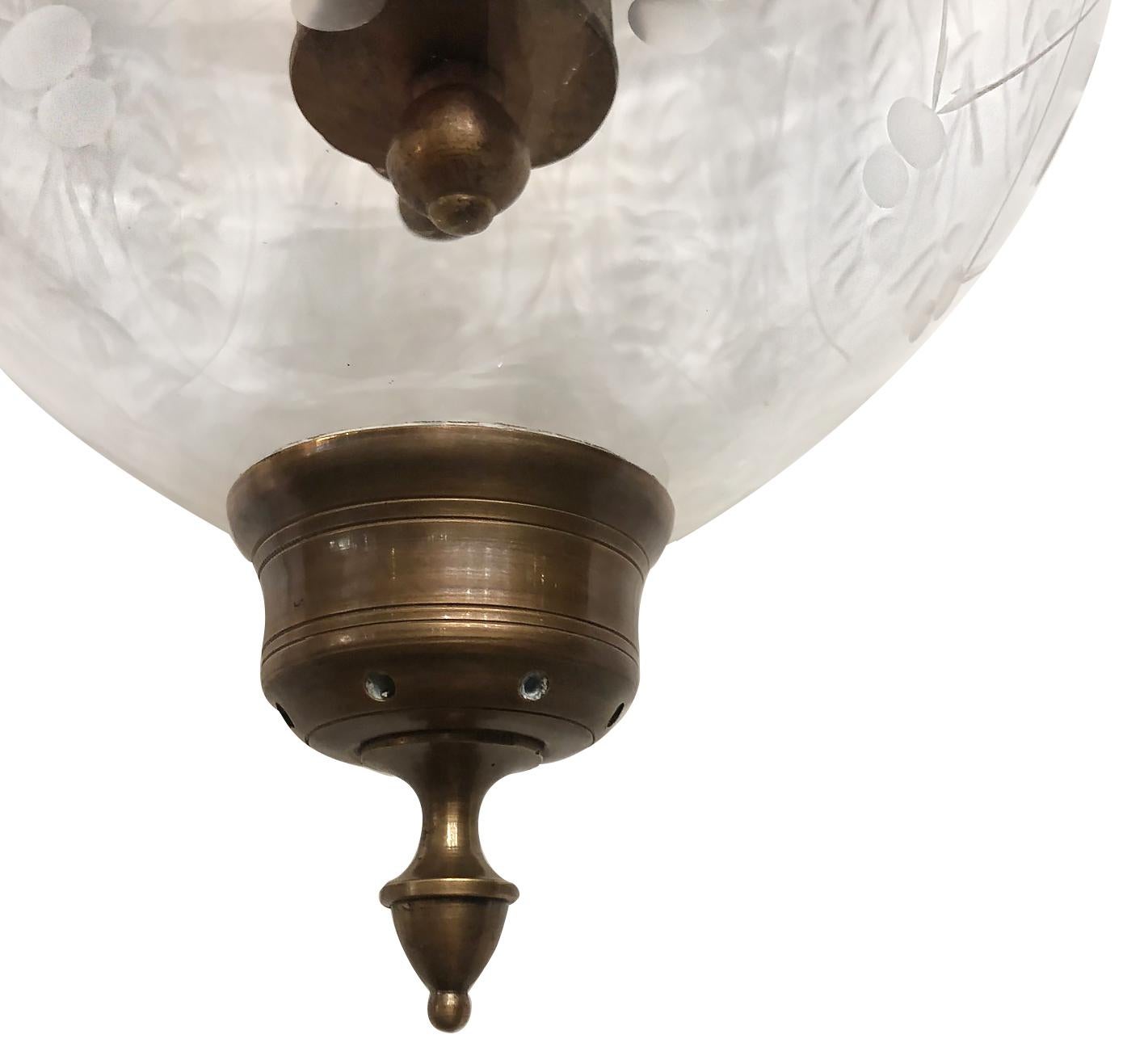 Mid-20th Century Set of Italian Etched Glass Lanterns, Sold Individually For Sale