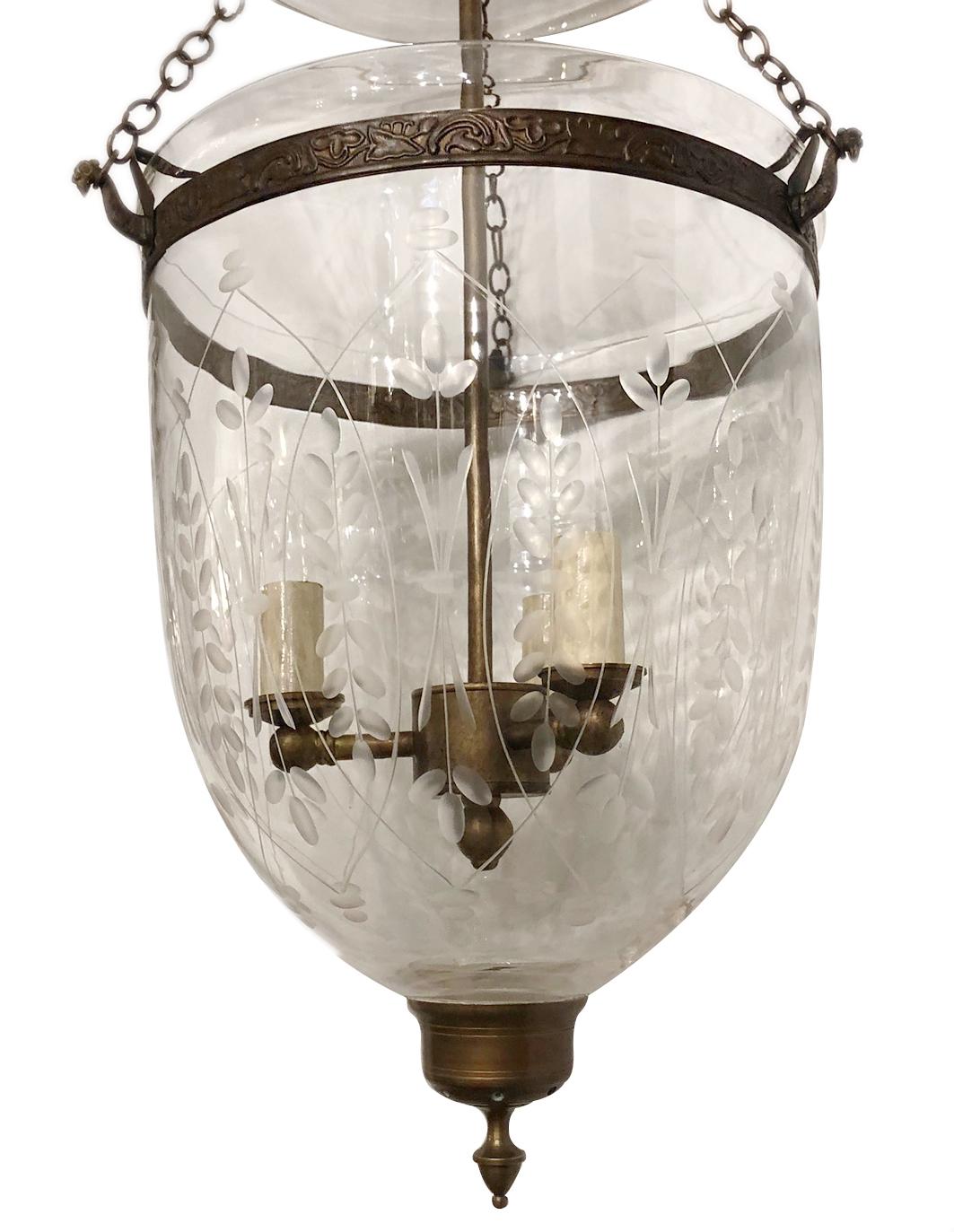 Blown Glass Set of Italian Etched Glass Lanterns, Sold Individually For Sale