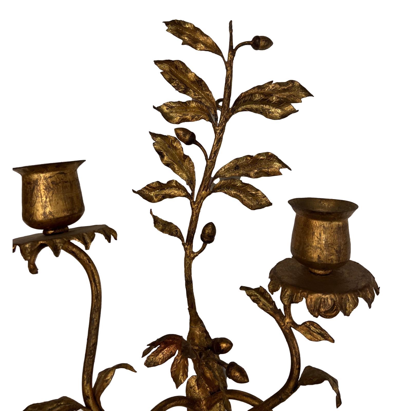 Set of Italian Gilt Metal Sconces, Sold Per Pair In Good Condition For Sale In New York, NY