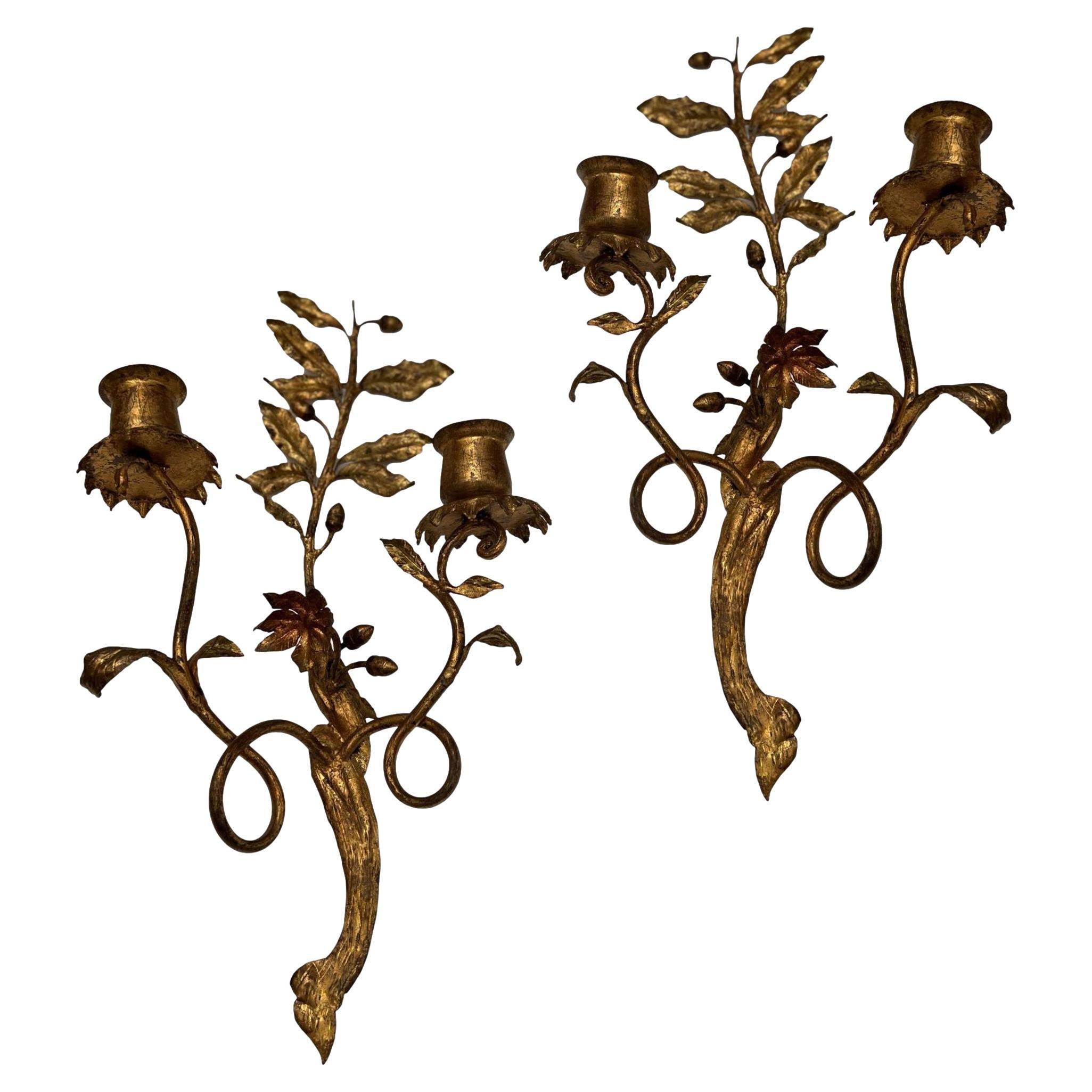 Set of Italian Gilt Metal Sconces, Sold Per Pair