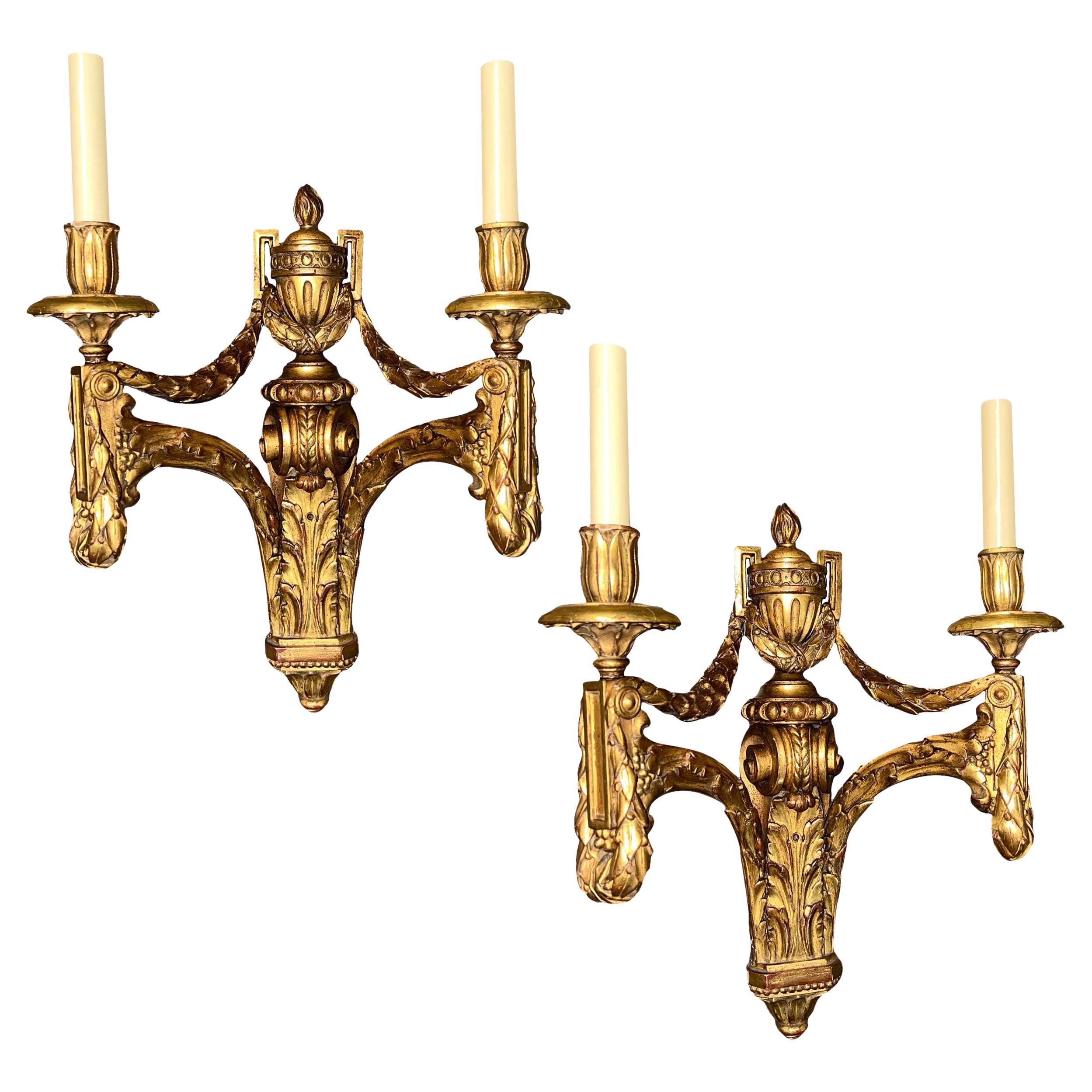 Set of Italian Gilt Wood Sconces, Sold Per Pair For Sale