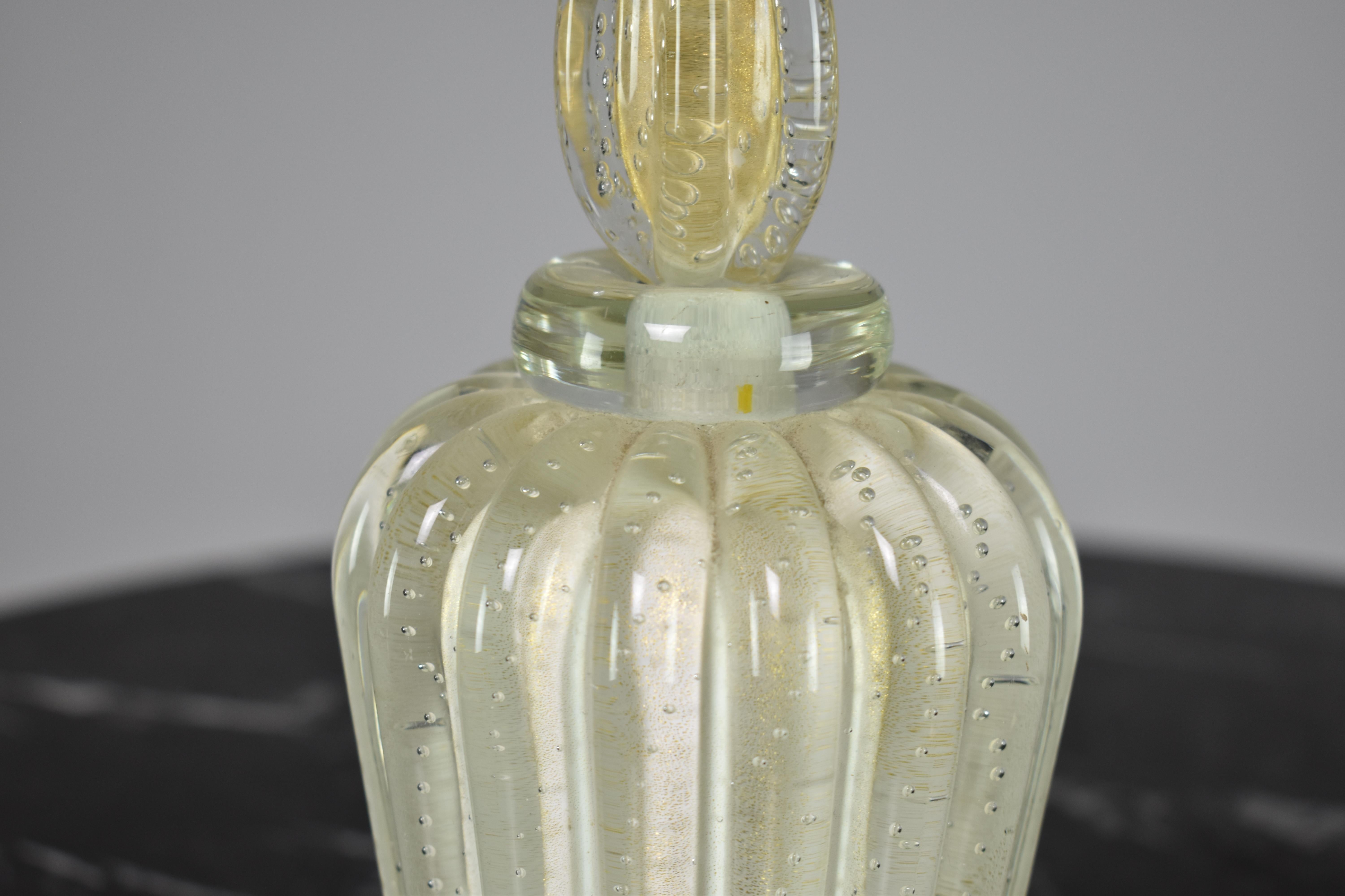 Mid-20th Century Set of Italian Glass Art Perfume and Powder Bottles by Alfredo Barbini, 1950s For Sale