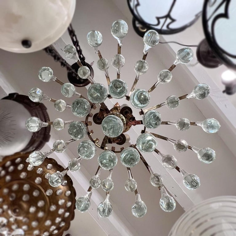 Set of Italian Glass Drop Light Fixtures, Sold Individually For Sale at