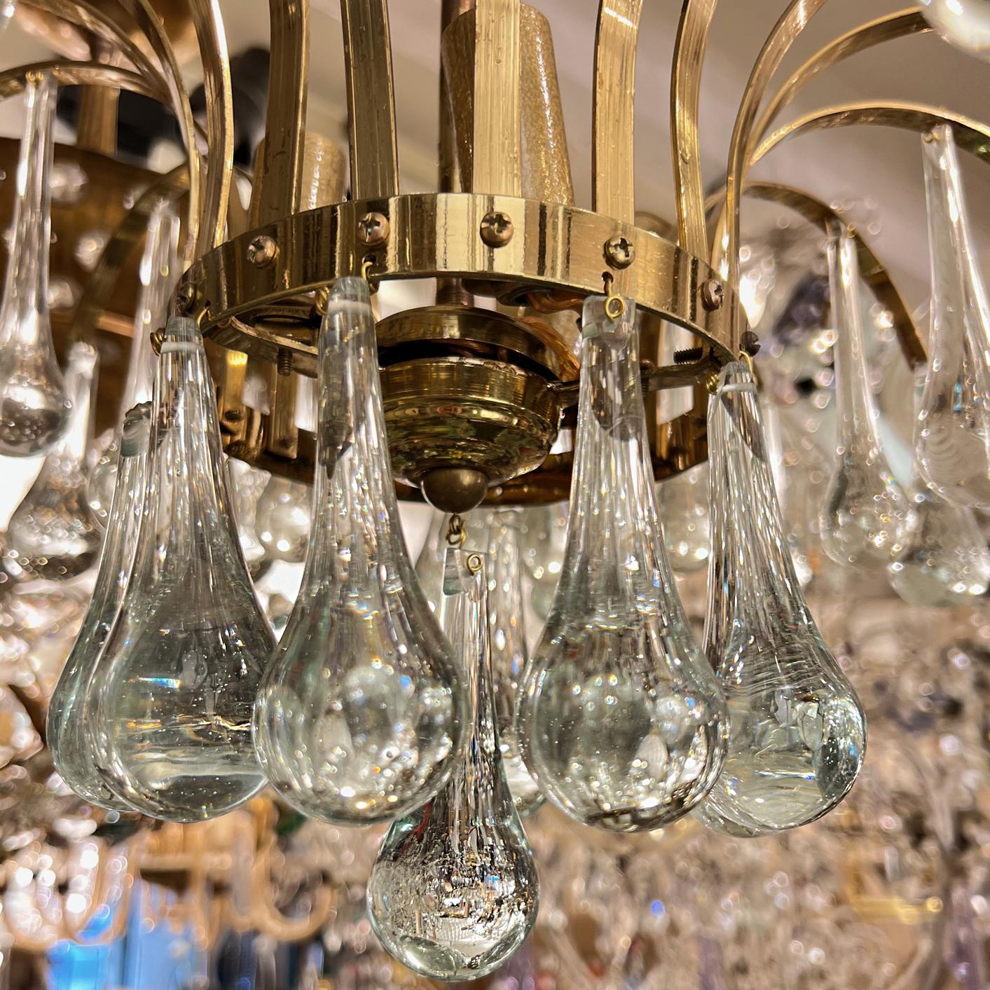 Mid-20th Century Set of Italian Glass Drop Light Fixtures, Sold Individually For Sale