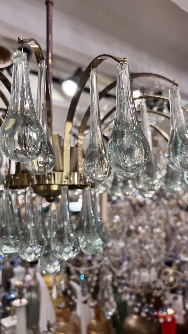 Set of Italian Glass Drop Light Fixtures, Sold Individually For Sale at