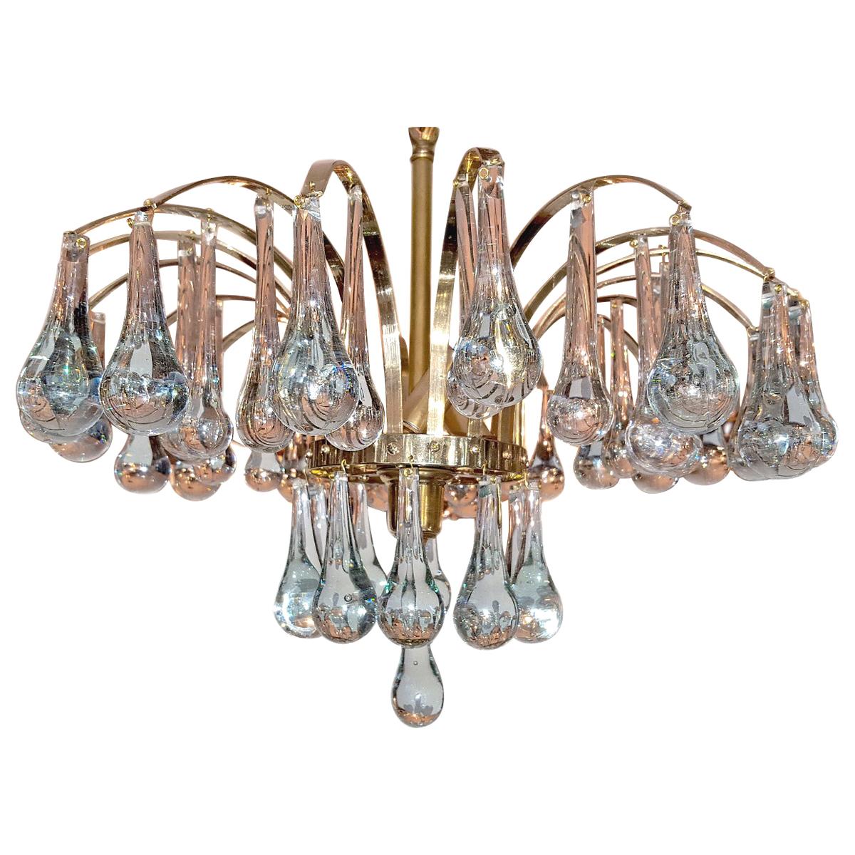 Pair of Oval Glass Drop Light Fixtures at 1stDibs