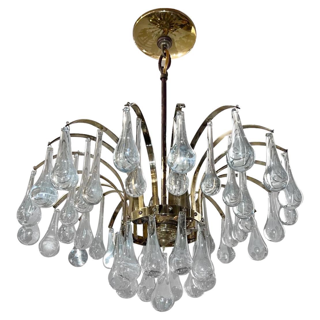 Set of Italian Glass Drop Light Fixtures, Sold Individually For Sale