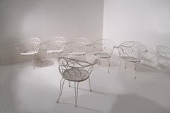Set of italian iron vintage garden chairs white