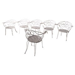 Set of italian iron vintage garden chairs white