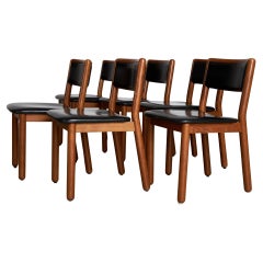 Set of Italian Leather Glossy Finish Chairs