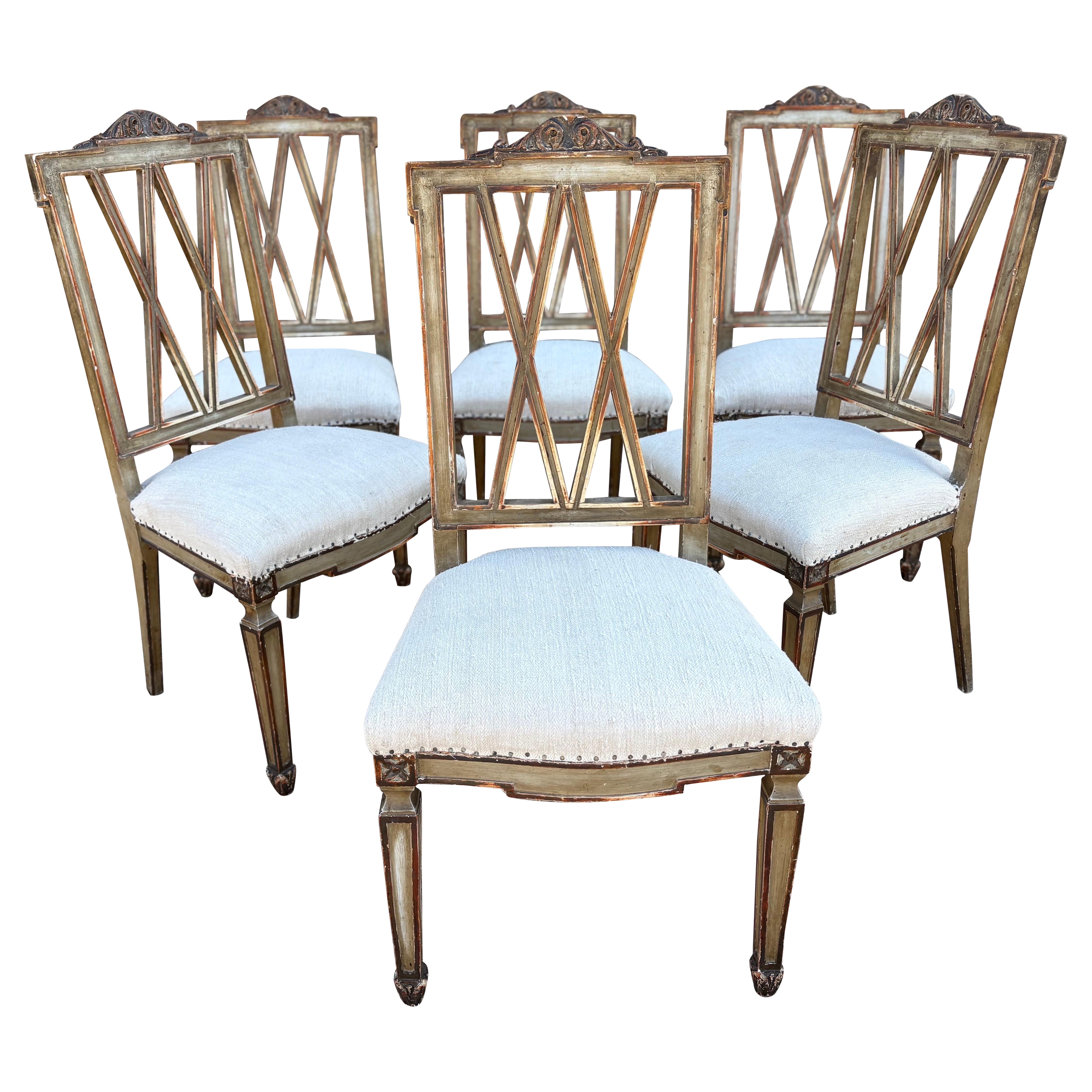 Set Of Italian Louis XVI Style Dining Chairs
