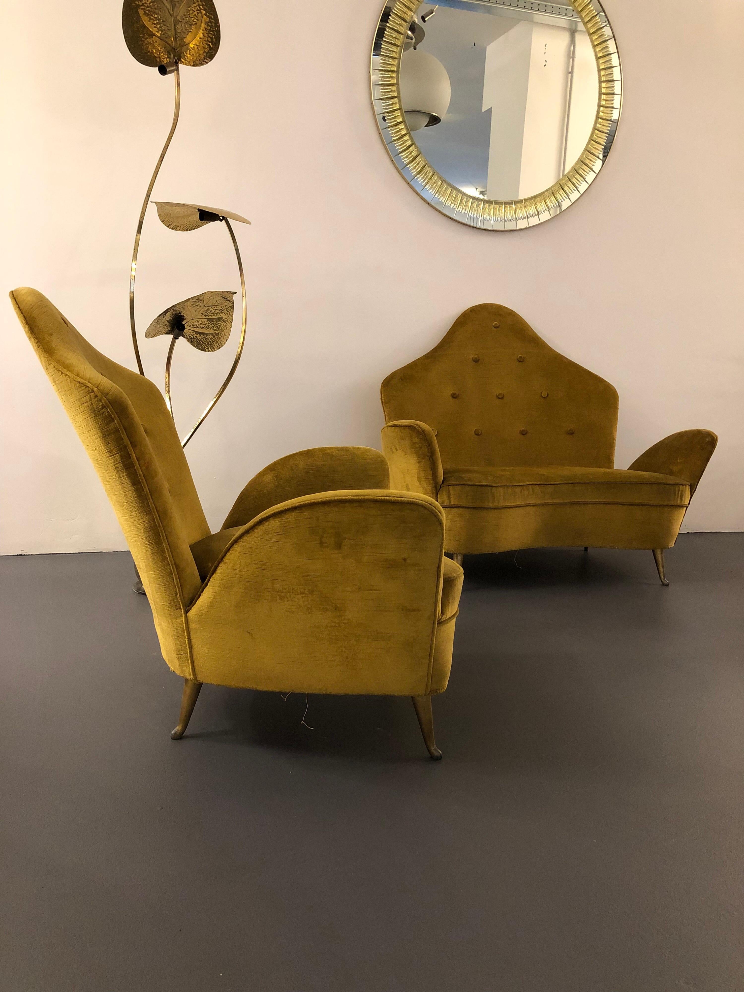 Set of Italian Midcentury Sofa and Armchairs by Isa Bergamo, 1950s For Sale 11