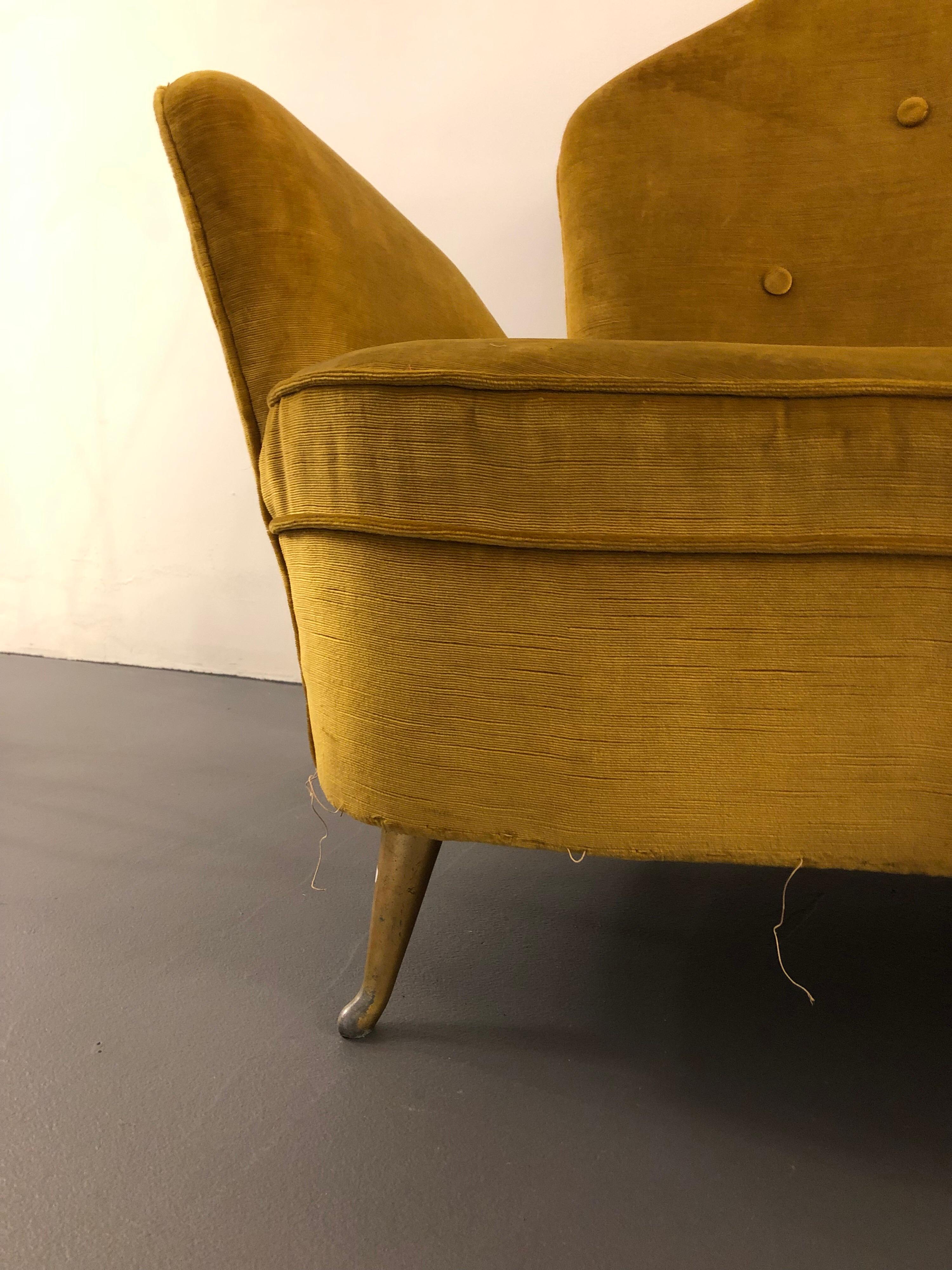 Brass Set of Italian Midcentury Sofa and Armchairs by Isa Bergamo, 1950s For Sale