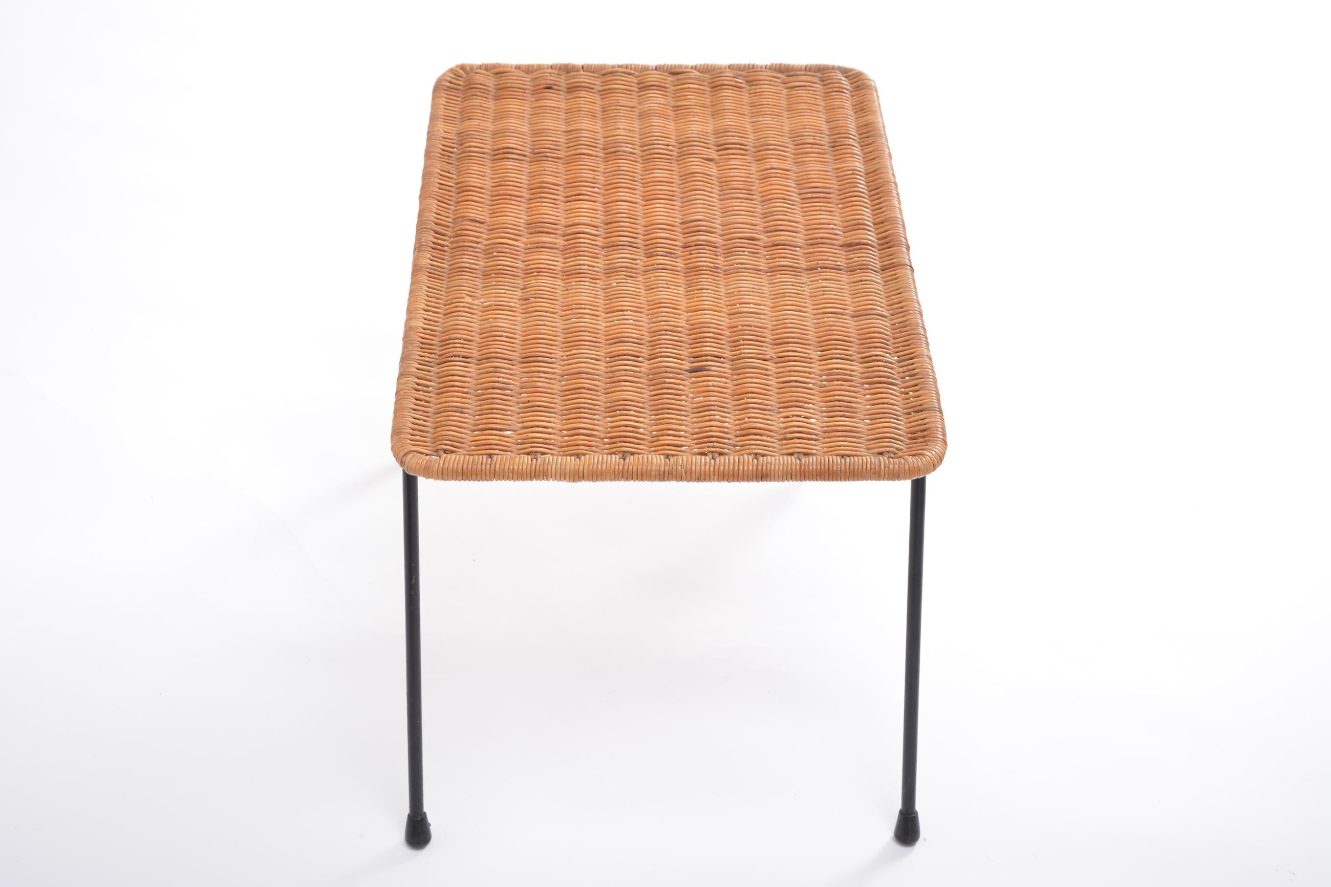 Set of Italian Midcentury Rattan Bowl Chairs with Side Table and Magazine Rack 2