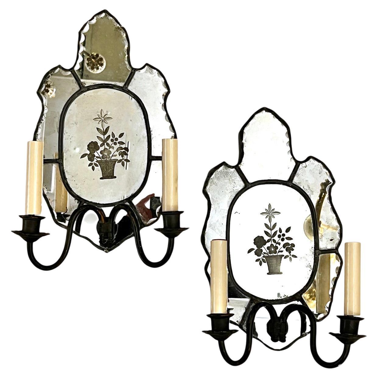 Set of Italian Mirrored Sconces, Sold Per Pair For Sale