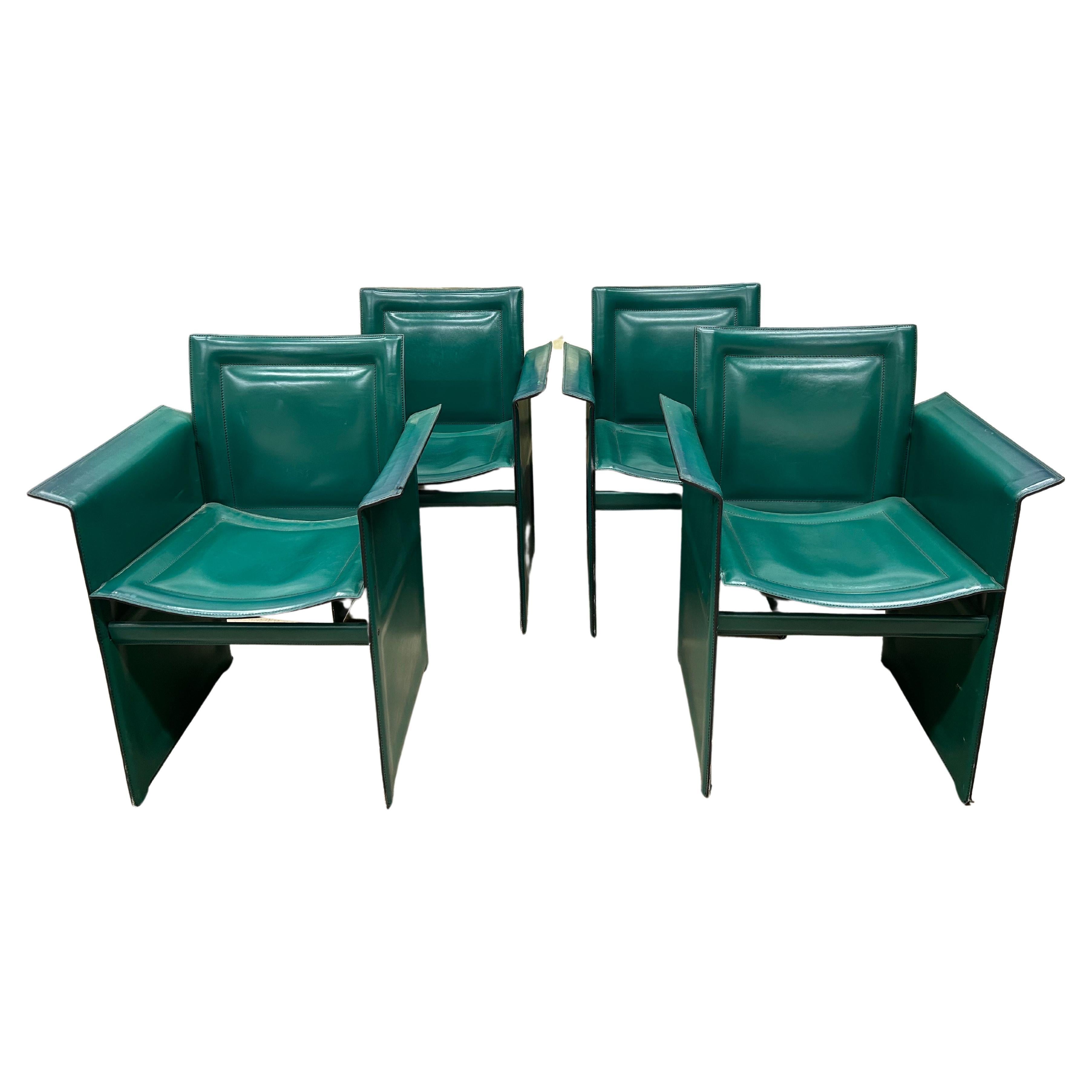 Set Of Italian Modern Leather Solaria Chairs By Arrben