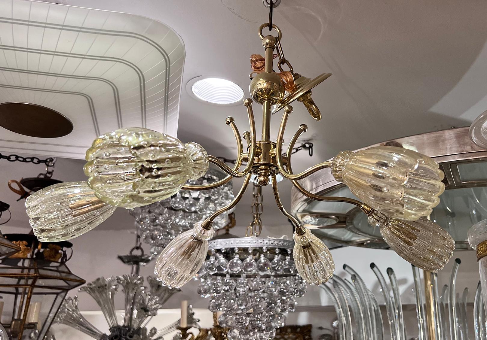 Mid-20th Century Set of Italian Moderne Chandeliers, Sold Individually For Sale