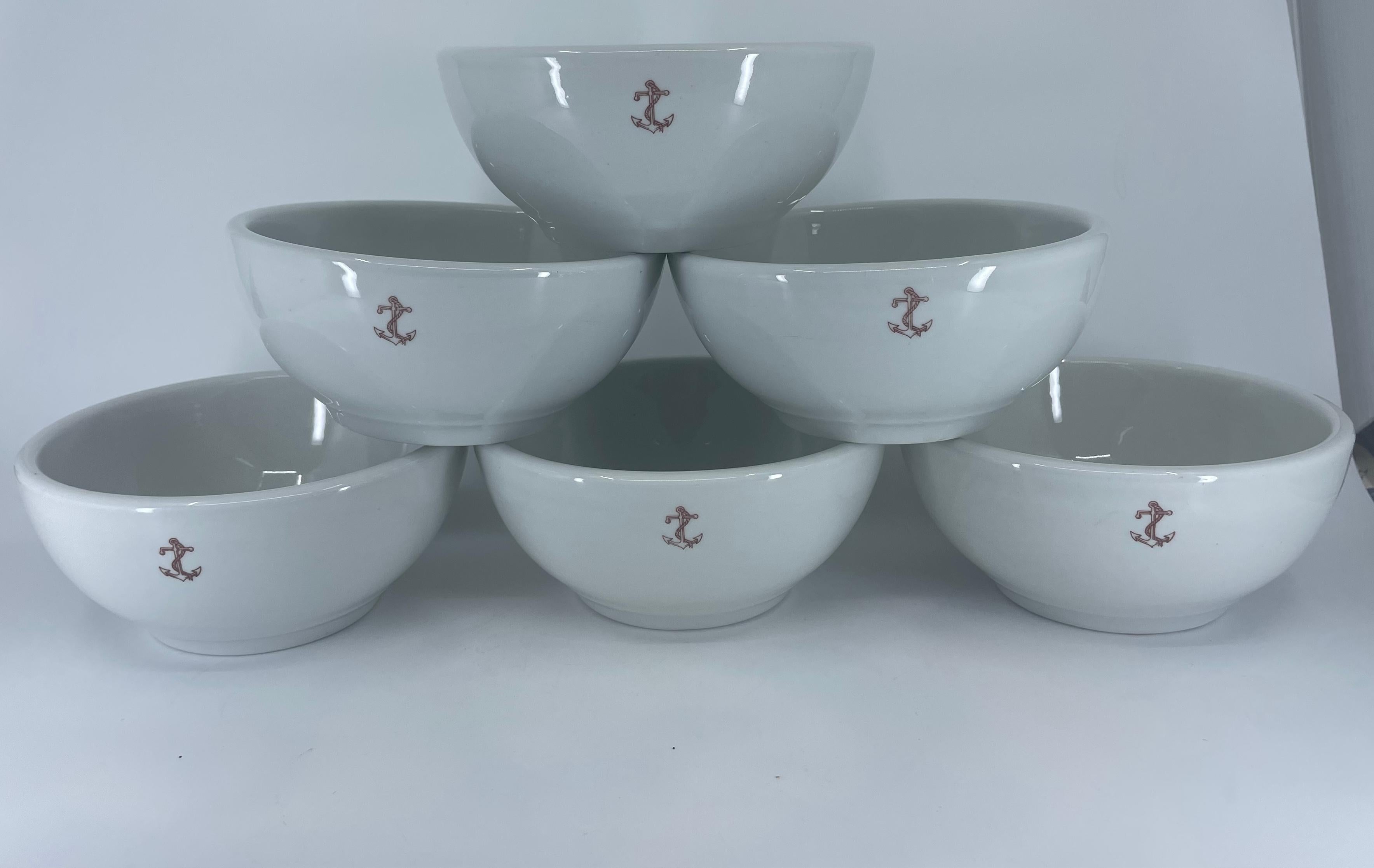 Glazed Set of Italian Navy Spaghetti Bowls Six For Sale