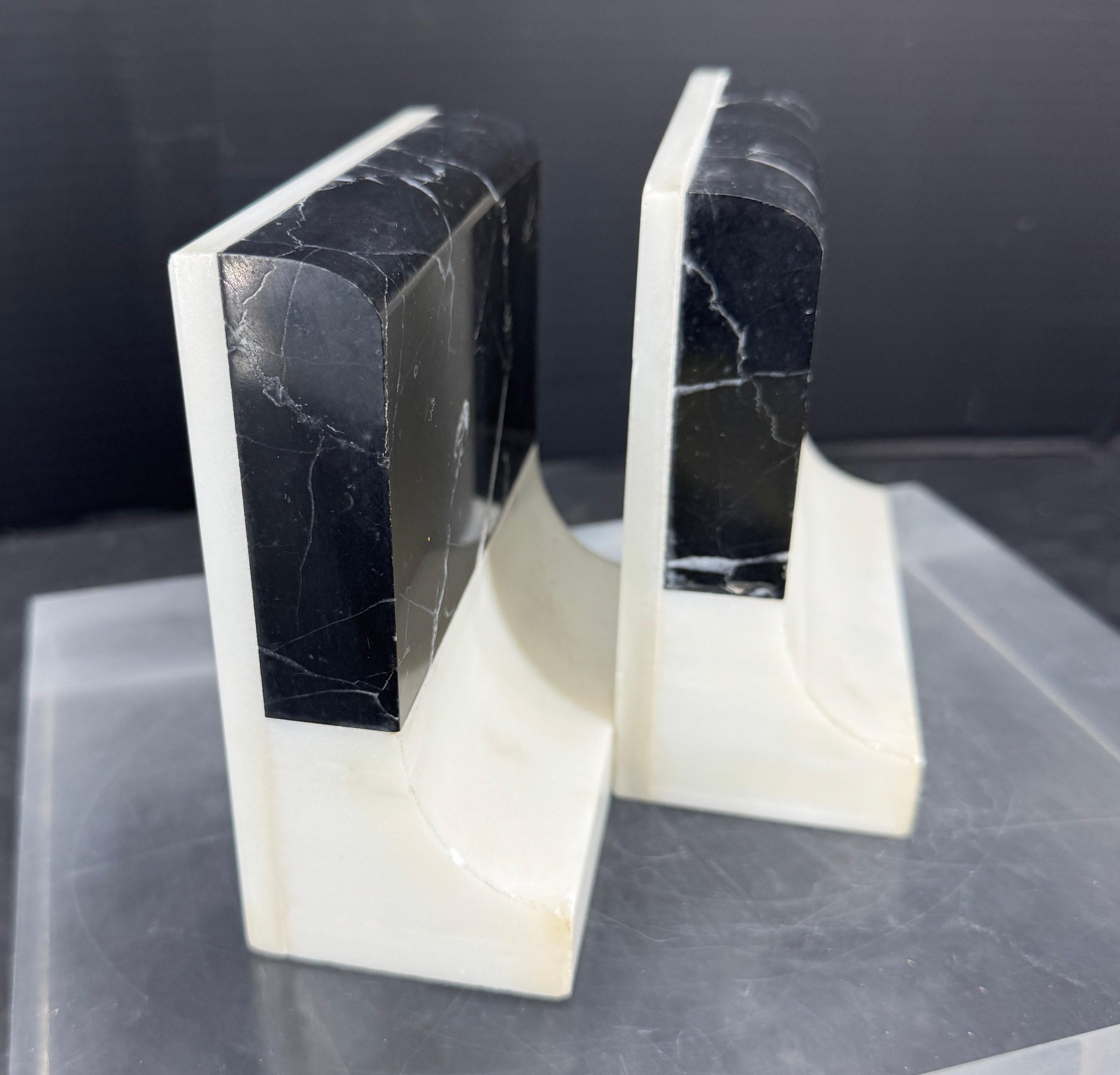 Set of Italian Onyx and White Marble Bookends For Sale 12