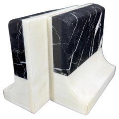 Set di fermalibri in onice italiano e marmo bianco