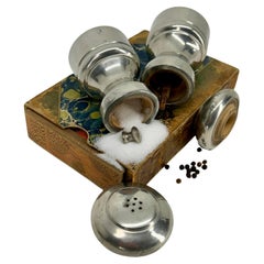 Satz italienischer Salz- und Pfefferstreuer aus poliertem Zinn