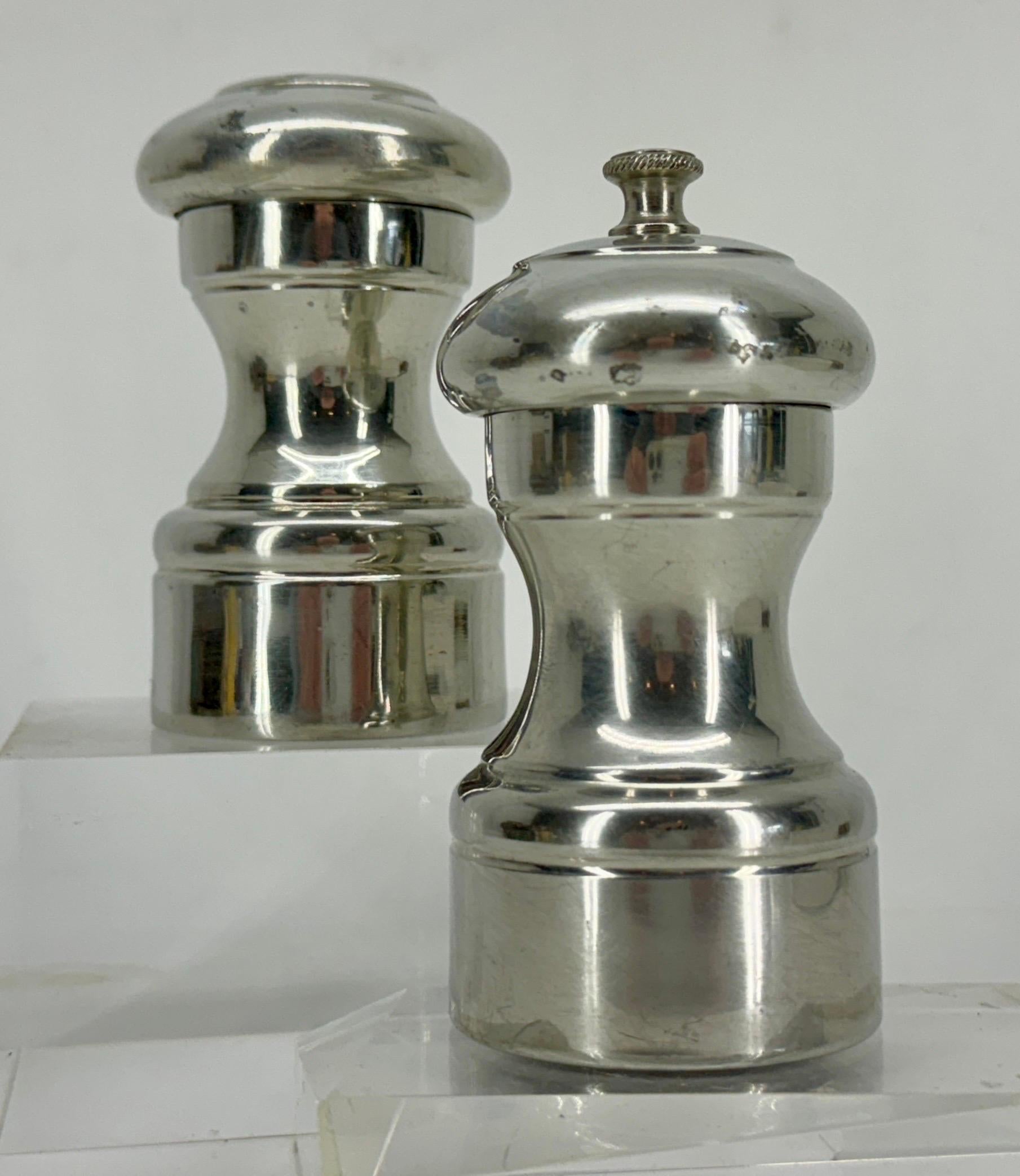Set of Italian Polished Pewter Salt & Pepper Shakers For Sale 2