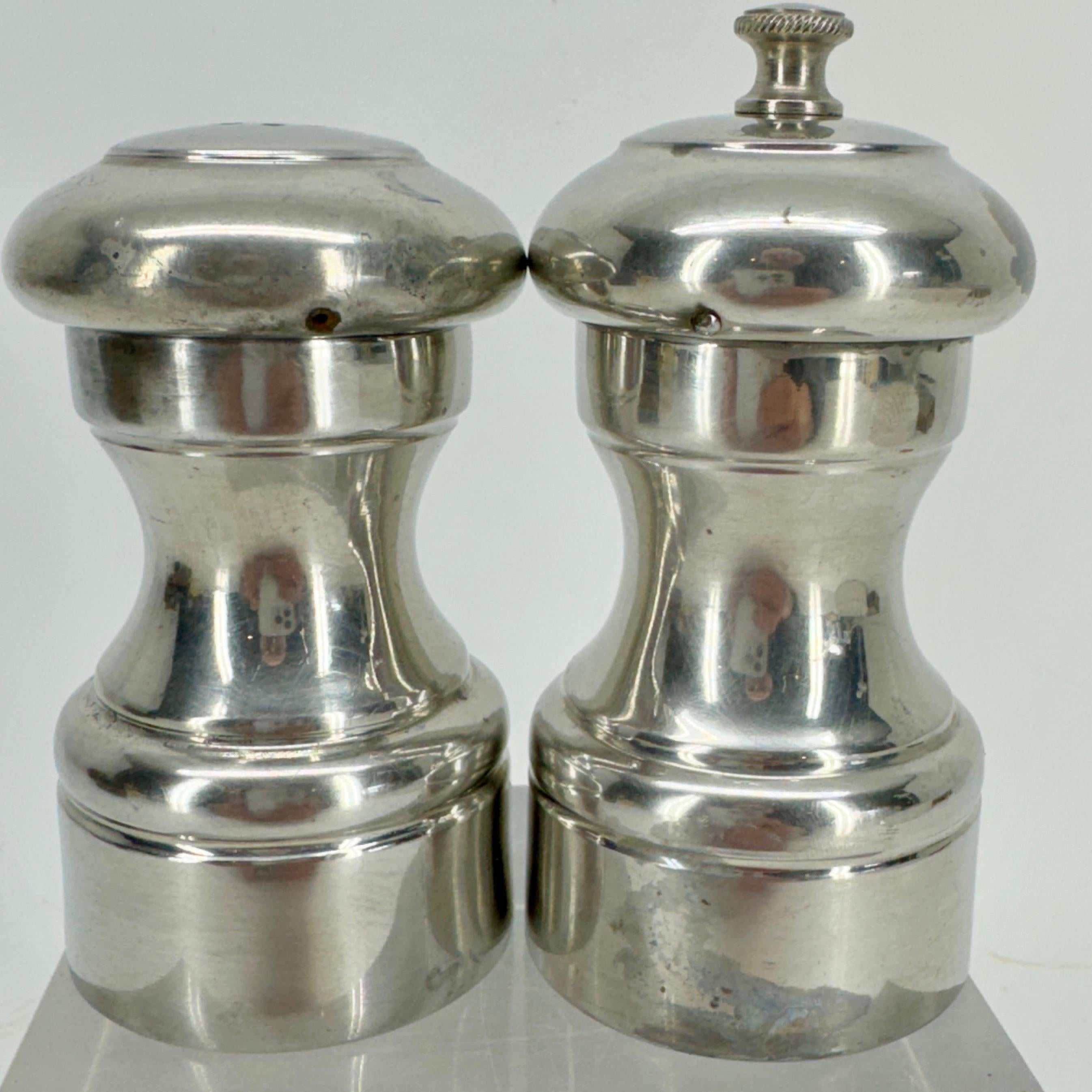 Set of Italian Polished Pewter Salt & Pepper Shakers For Sale 3
