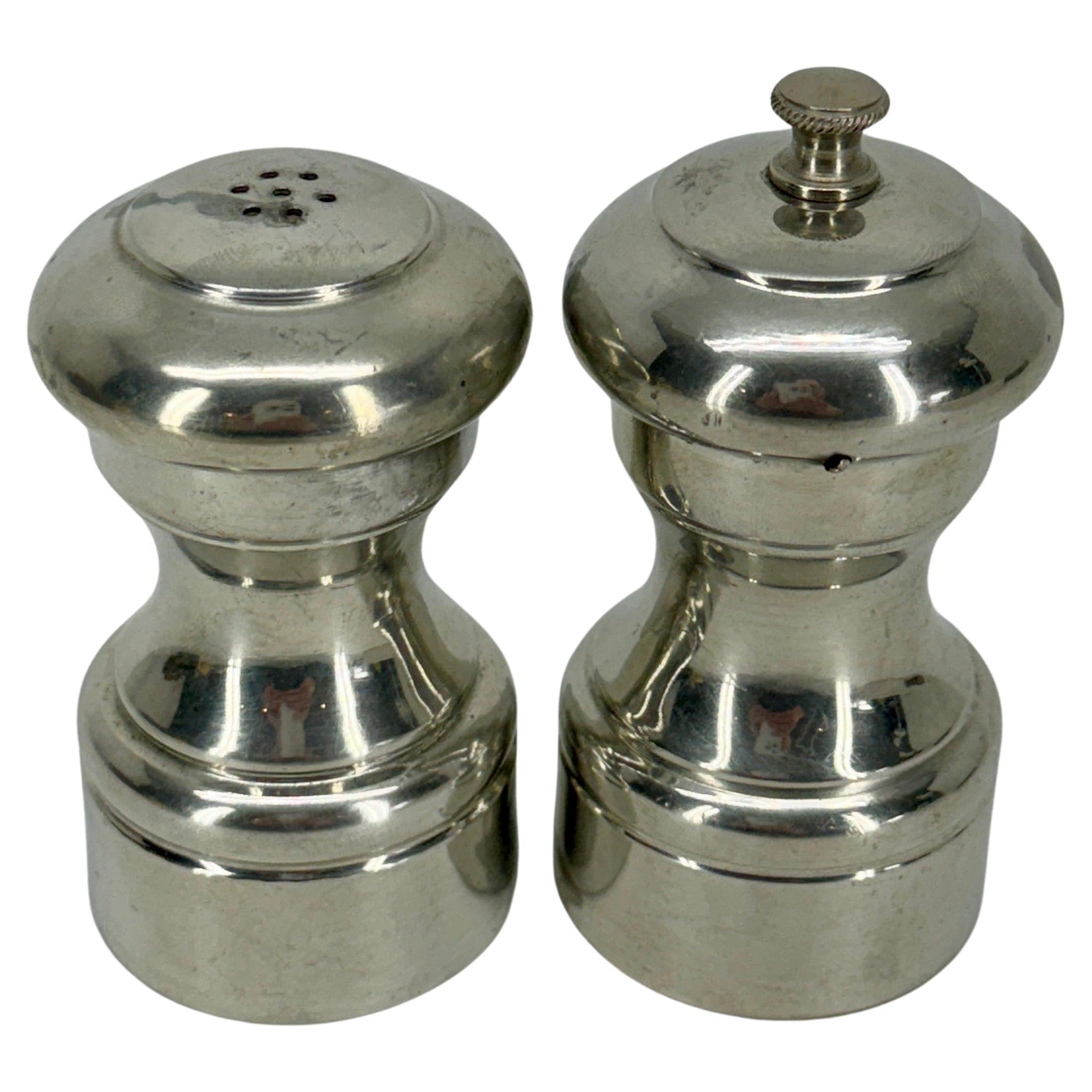 Set of Italian Polished Pewter Salt & Pepper Shakers For Sale