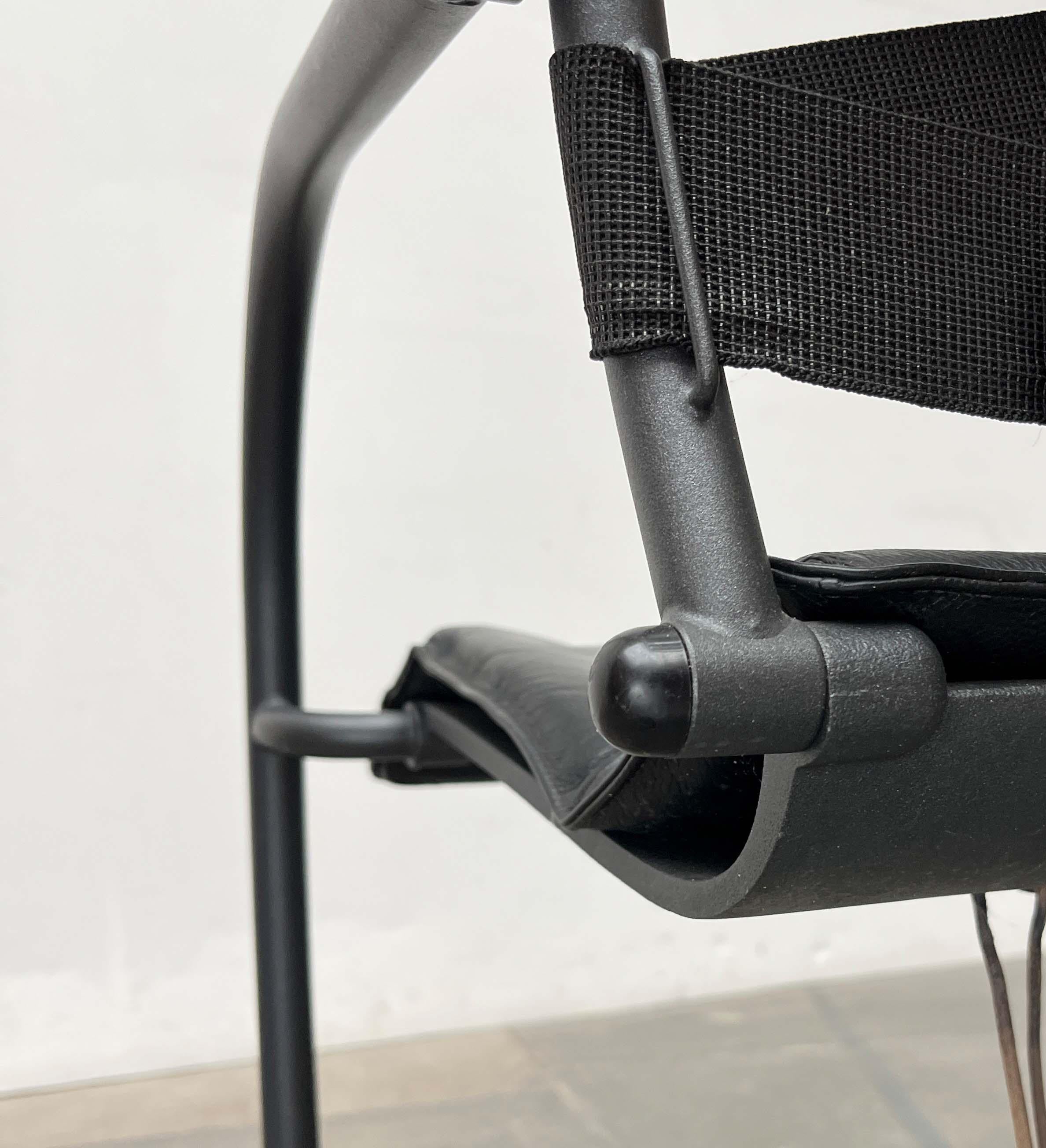 Set of Italian Postmodern Cantilevered Canasta Armchairs from Heron Parigi 1980s For Sale 9