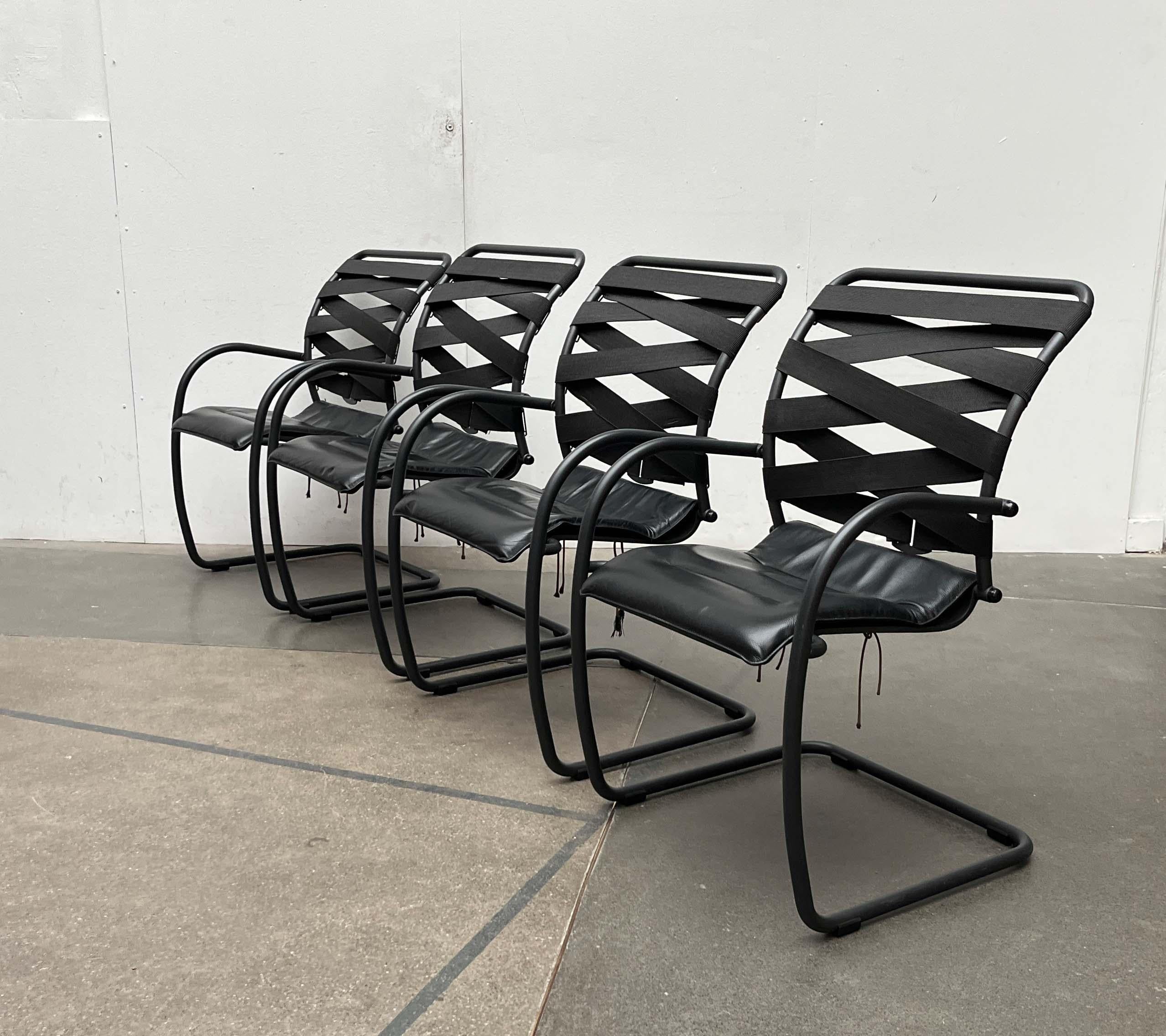 Set of Italian Postmodern Cantilevered Canasta Armchairs from Heron Parigi 1980s For Sale 1