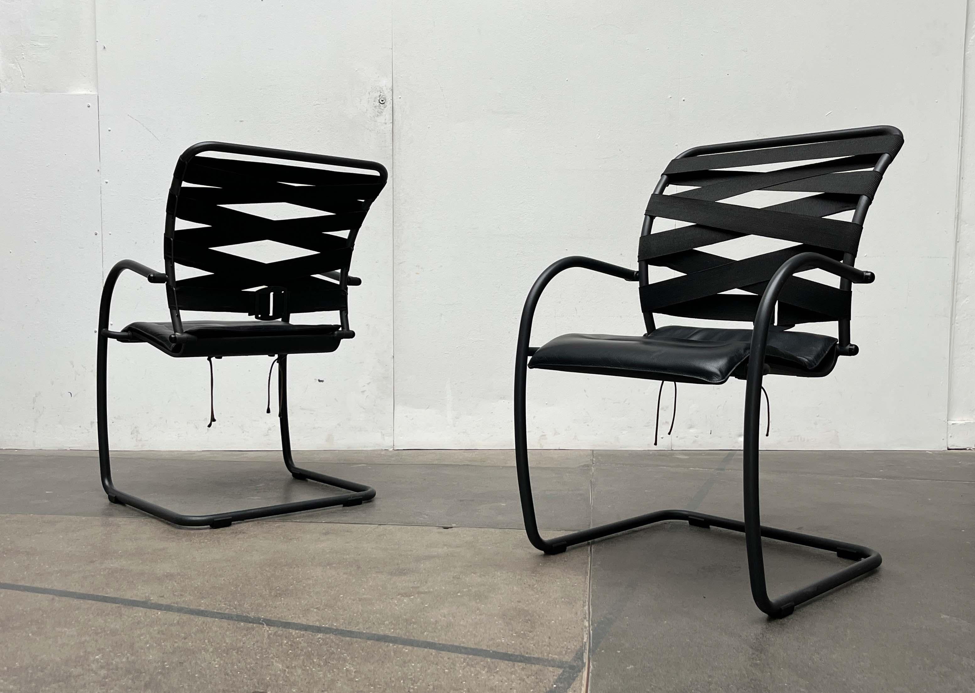 Set of Italian Postmodern Cantilevered Canasta Armchairs from Heron Parigi 1980s For Sale 2