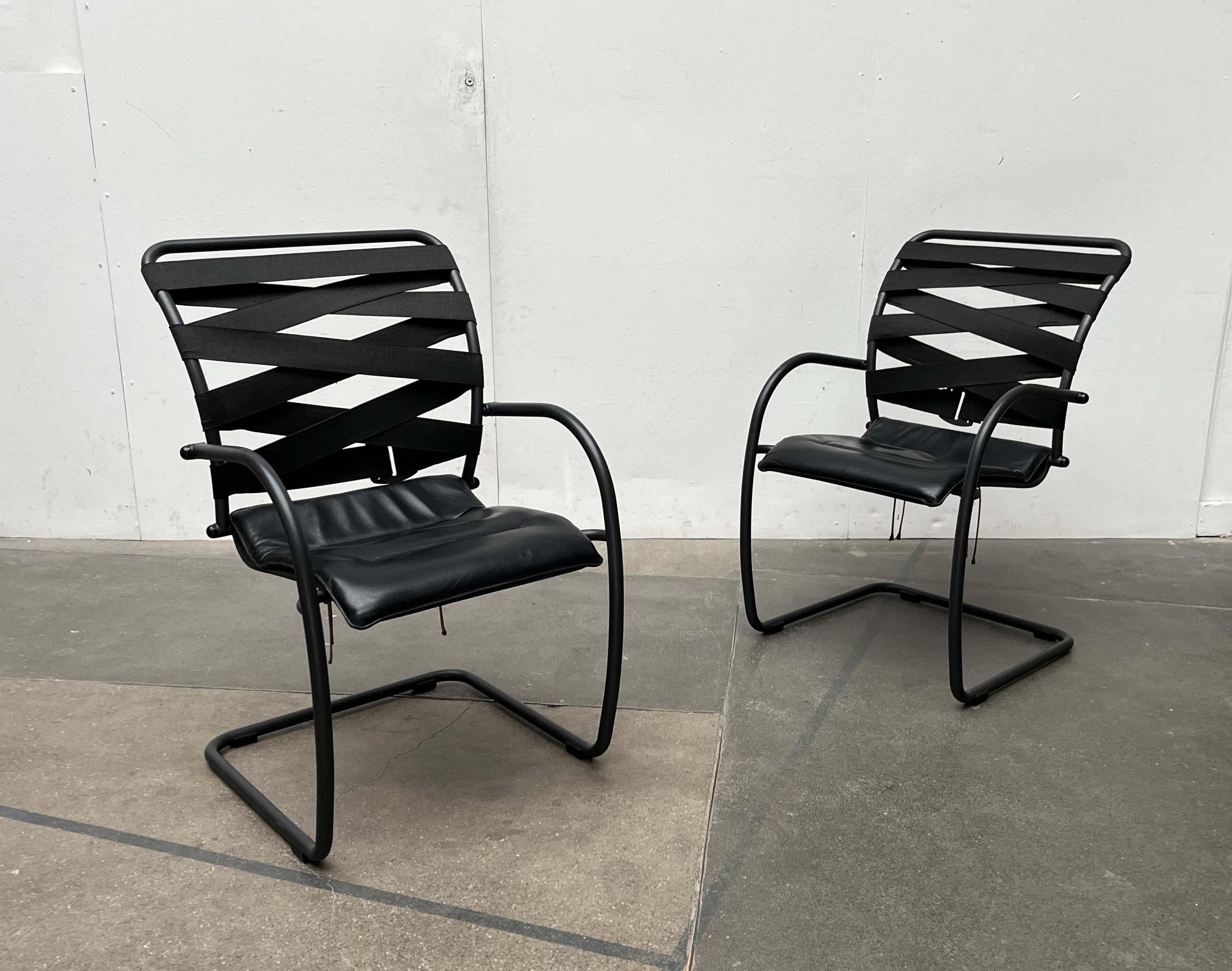 Set of Italian Postmodern Cantilevered Canasta Armchairs from Heron Parigi 1980s For Sale 3