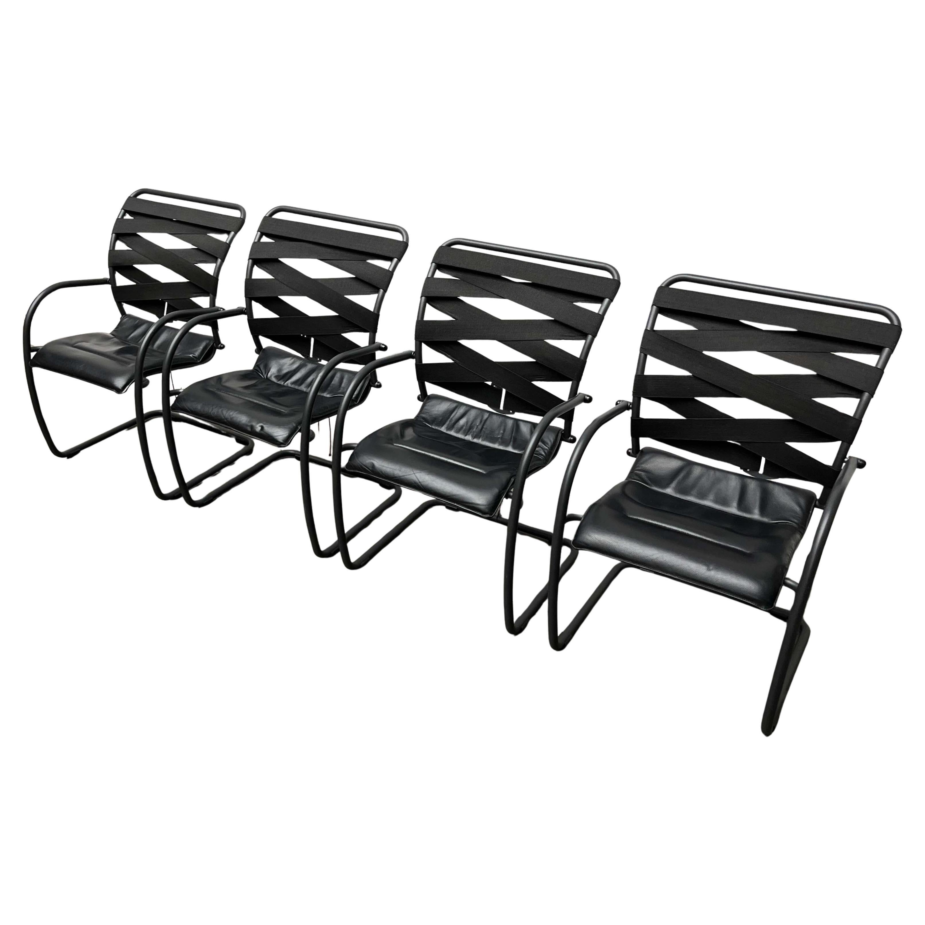 Set of Italian Postmodern Cantilevered Canasta Armchairs from Heron Parigi 1980s For Sale