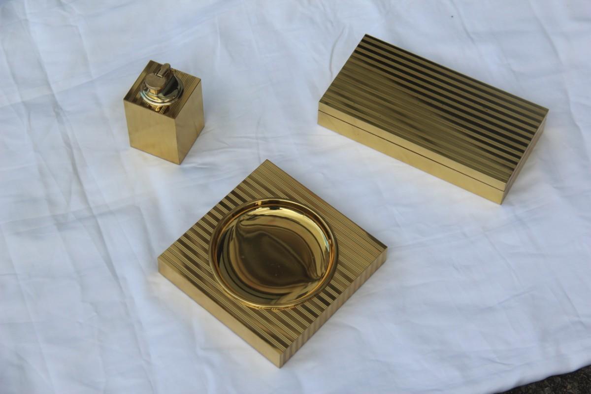Gold Plate Set of Italian Smoke from 1970 in 24-Karat Gold-Plated Metal