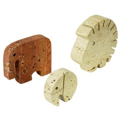 Set of Italian Travertine Animal Sculptures by Enzo Mari for Fratelli Manelli 