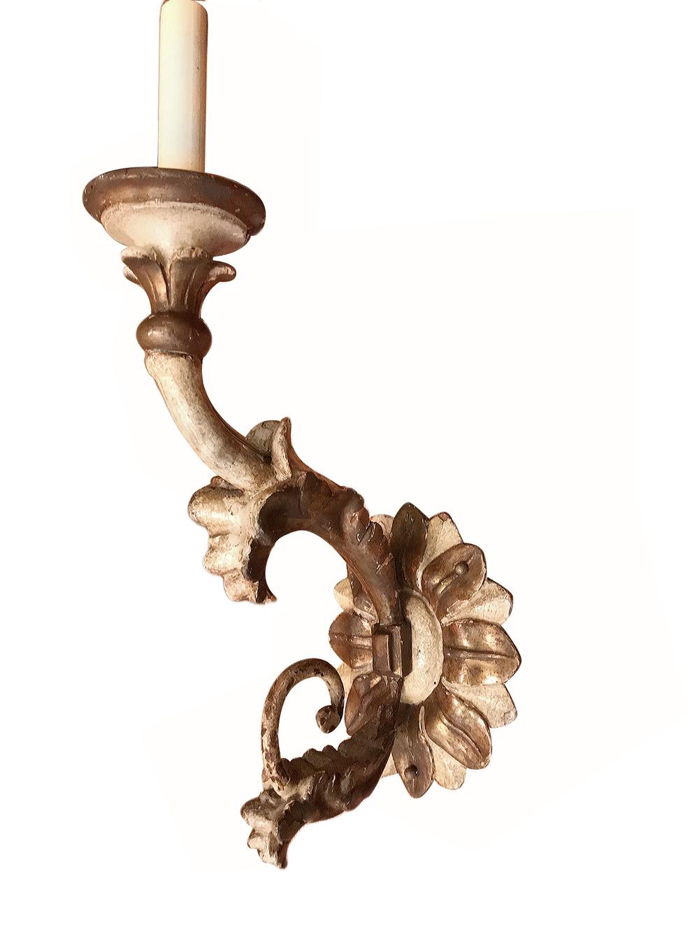 Set of Italian Wooden Sconces, Sold Per Pair In Good Condition For Sale In New York, NY